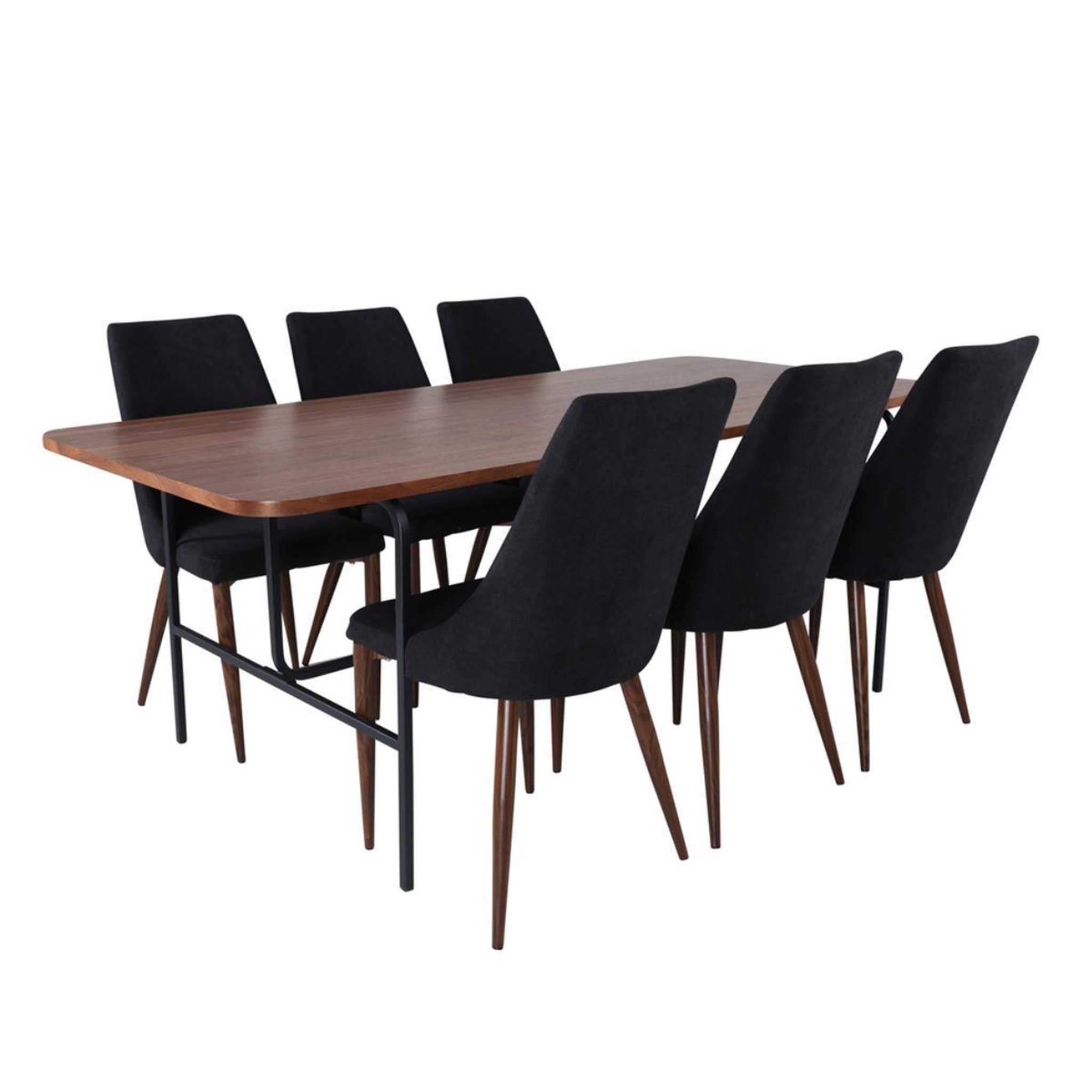 Paris Prix Ensemble table à manger & 6 chaises  uno & leone  200cm noir & marron