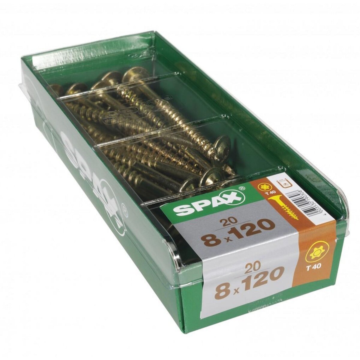 CENTRALE BRICO Lot de 20 vis acier torx SPAX, Diam.8 mm x L.120 mm