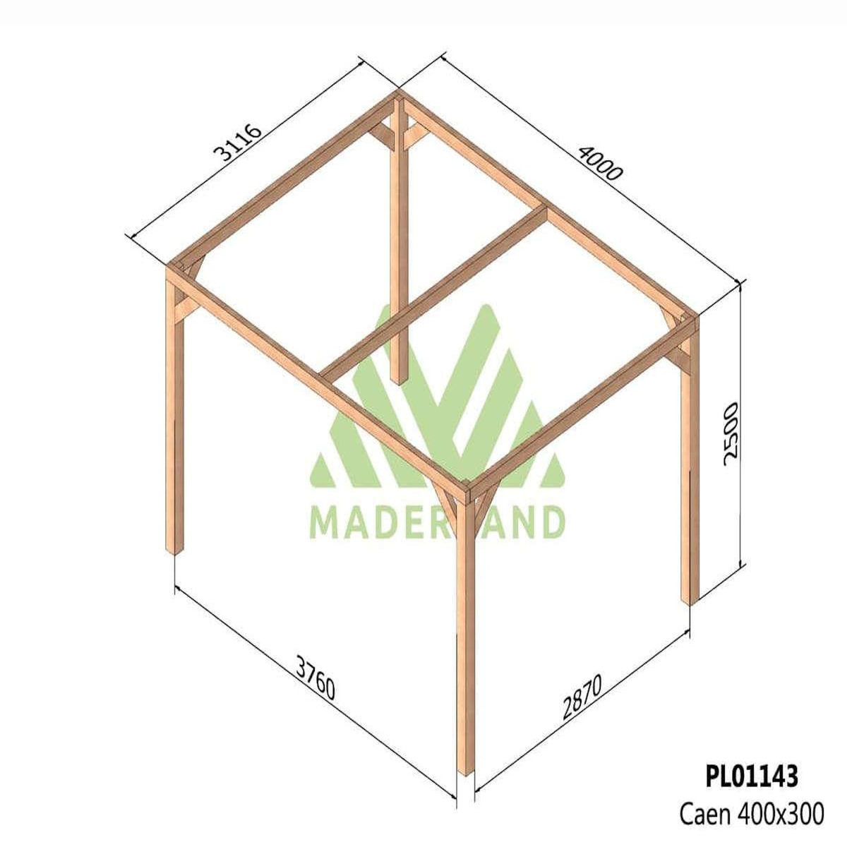 JARDIDECO Pergola en bois lamellé-collé Caen 400 x 300 cm - Maderland