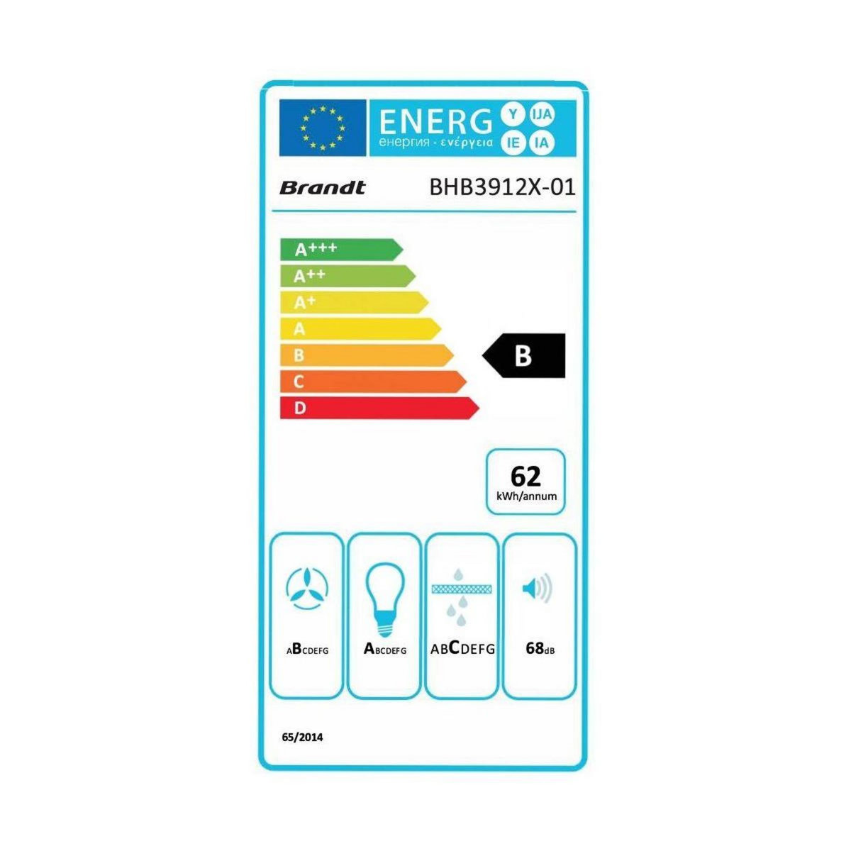 BRANDT Hotte décorative murale BHB3912X