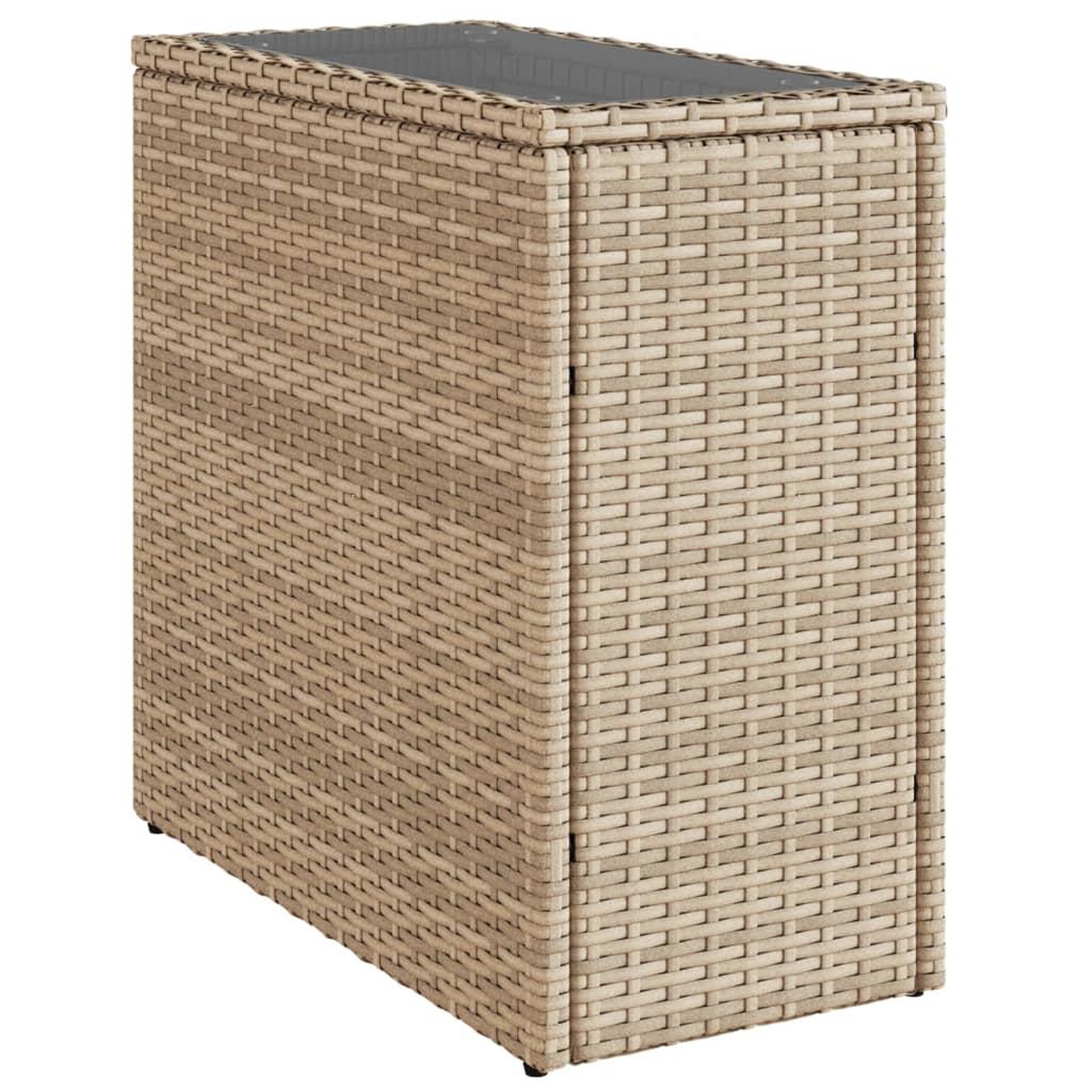 Voir la diapositive 2 : VIDAXL Table d'appoint de jardin avec dessus en verre beige rotin