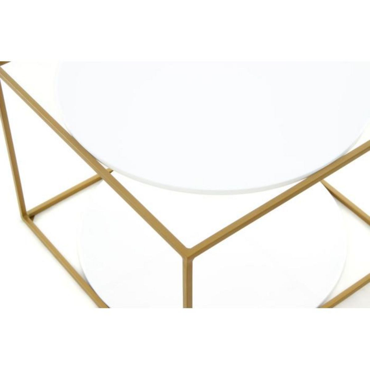 Paris Prix Table d'Appoint Design  Cody  50cm Blanc & Or