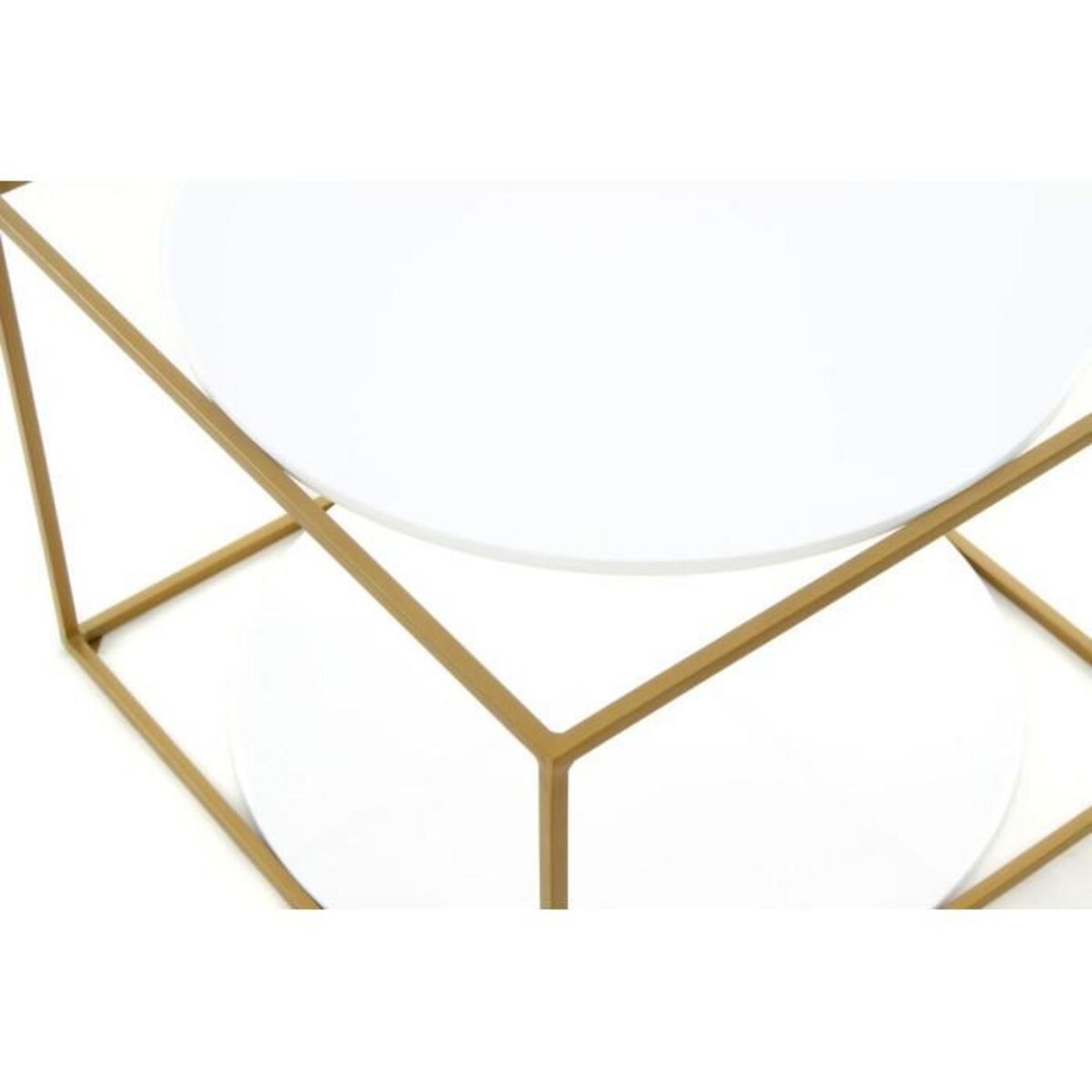 Paris Prix Table d'Appoint Design  Cody  50cm Blanc & Or