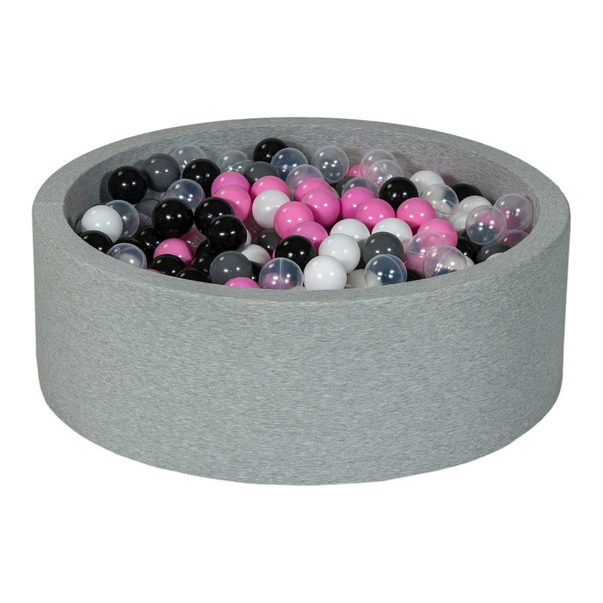 VELINDA Piscine à balles aire de jeu + 450 balles noir, blanc, transparent, rose clair, gris