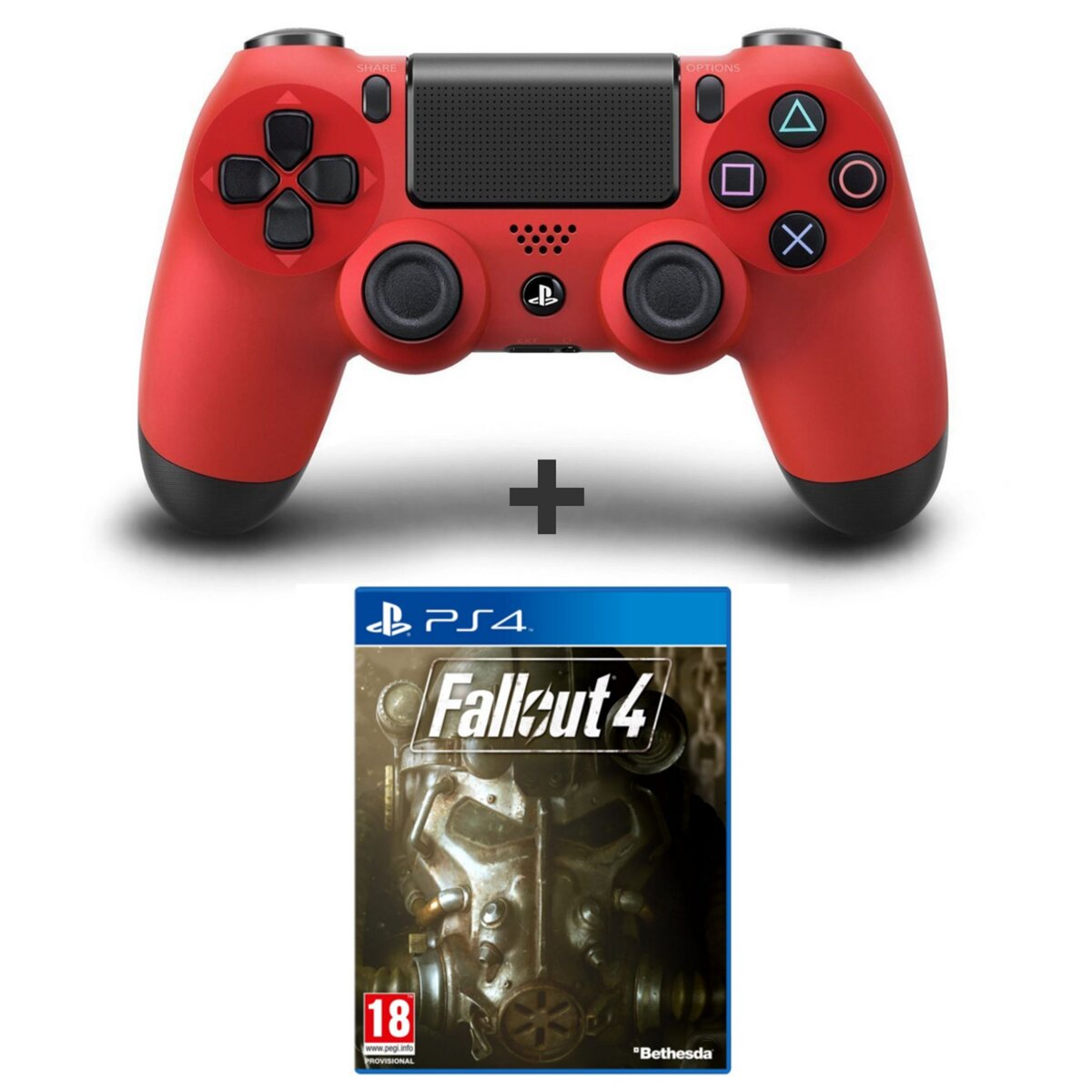 Manette Sony DUALSHOCK 4 Rouge + FALLOUT 4