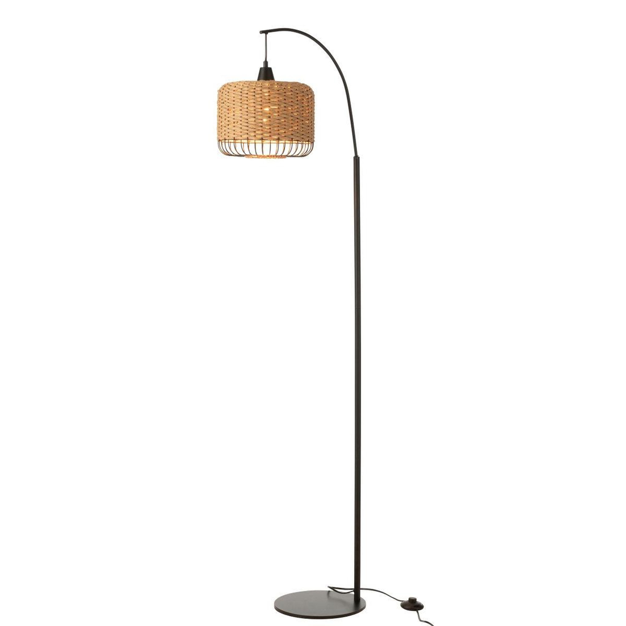 Voir la diapositive 2 : J-LINE Lampadaire lanterne en métal  eldon  168cm naturel