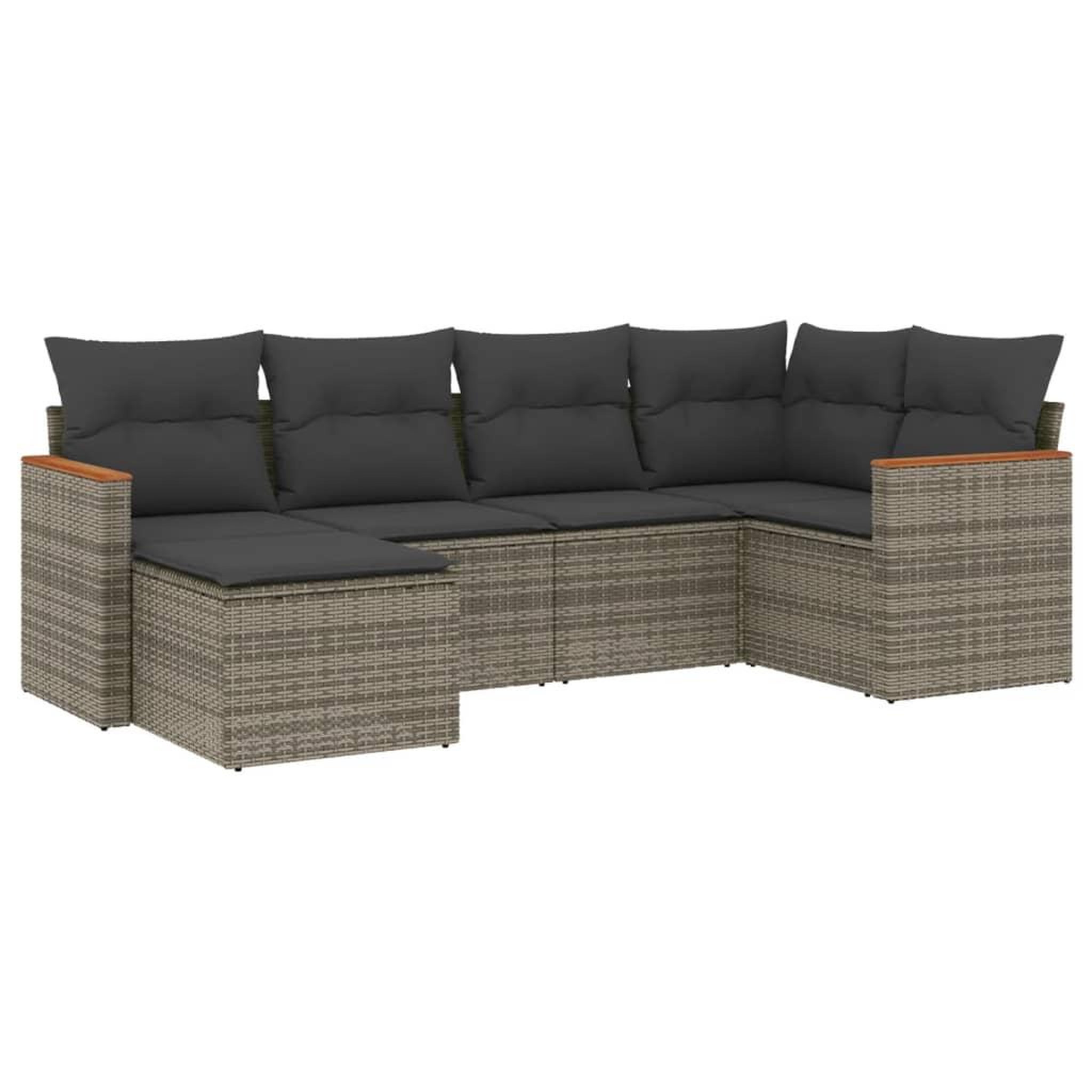 Voir la diapositive 2 : VIDAXL Salon de jardin 6 pcs avec coussins gris resine tressee