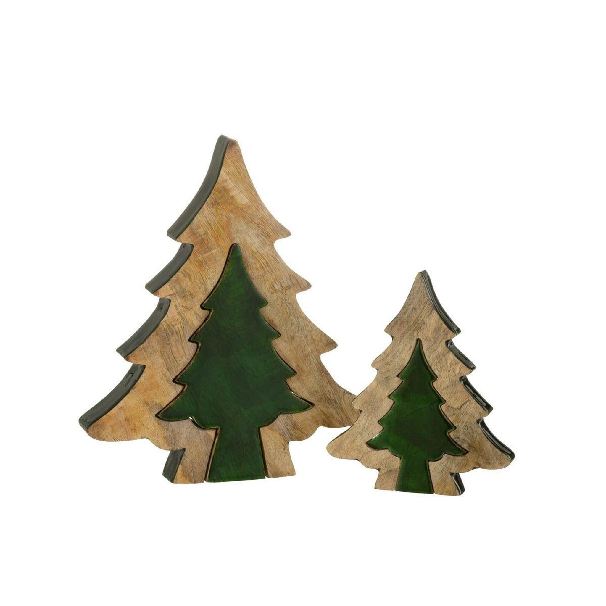 Voir la diapositive 2 : J-LINE Sapin de noël à poser  puzzle  30cm vert & naturel