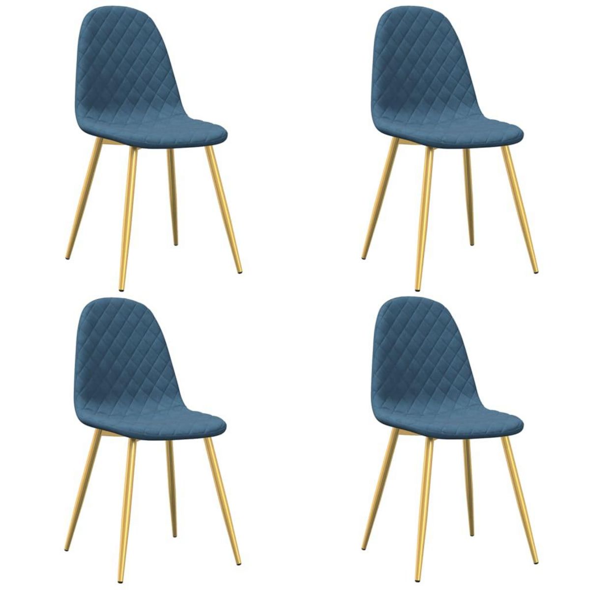 VIDAXL Chaises a manger lot de 4 Bleu Velours
