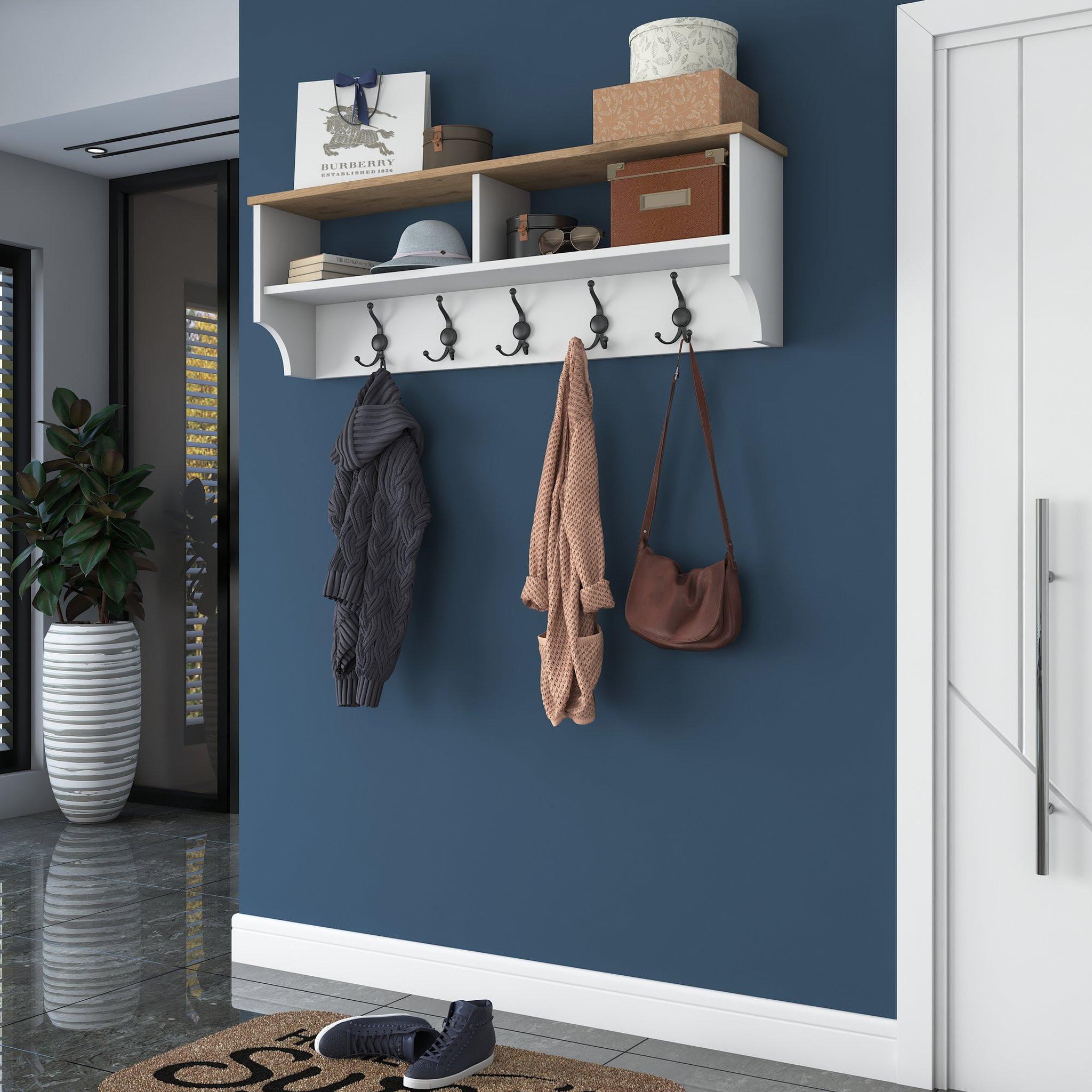 Voir la diapositive 3 : Habitat et Jardin Porte-manteau en bois  pino  - 120 x 22 x 37 cm - blanc