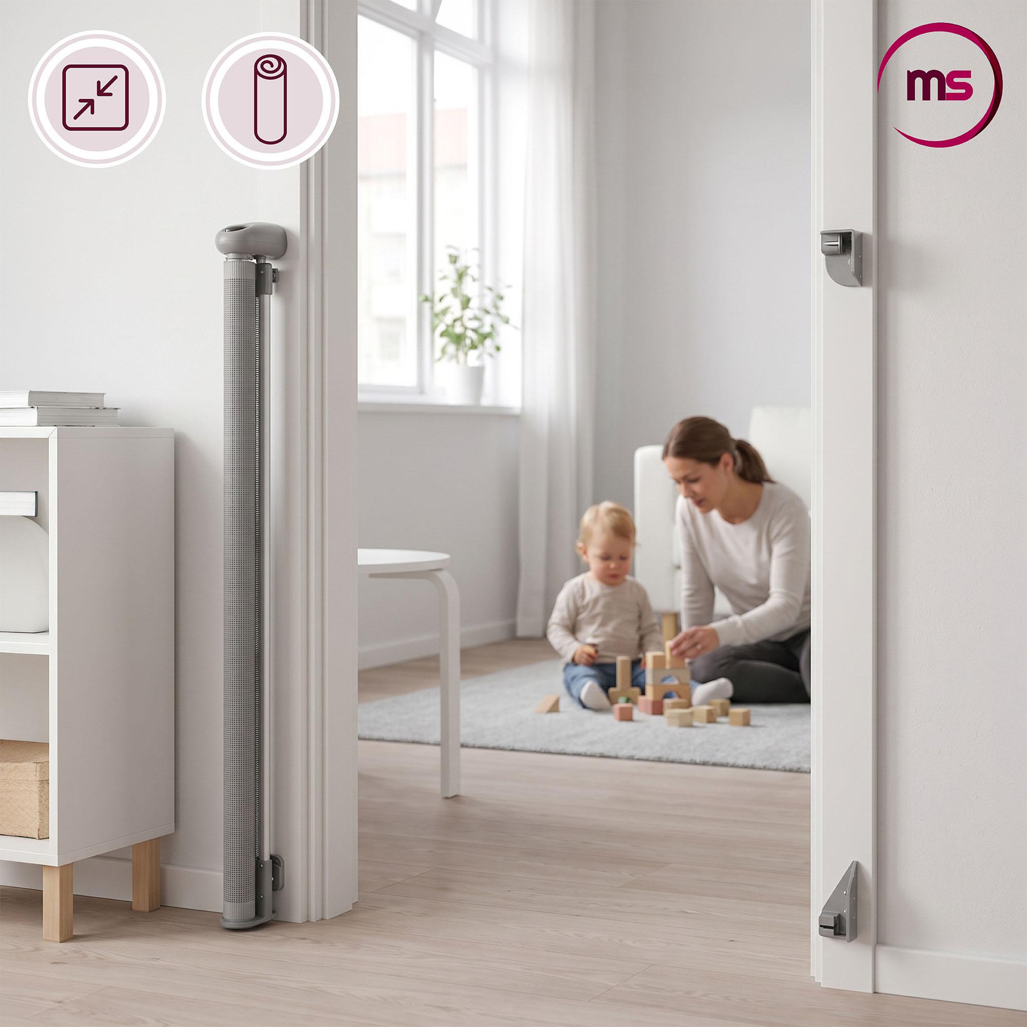 Voir la diapositive 5 : MOBY SYSTEM Barrière de sécurité rétractable Moby-System HOMESAFE en toile grise