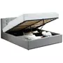 HOMIFAB Lit coffre 180x200 en tissu gris clair avec tête de lit et sommier à lattes - Tina