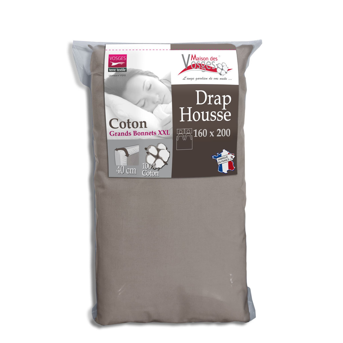 Drap housse en coton 57fils super grand bonnet 40cm spécial matelas très épais