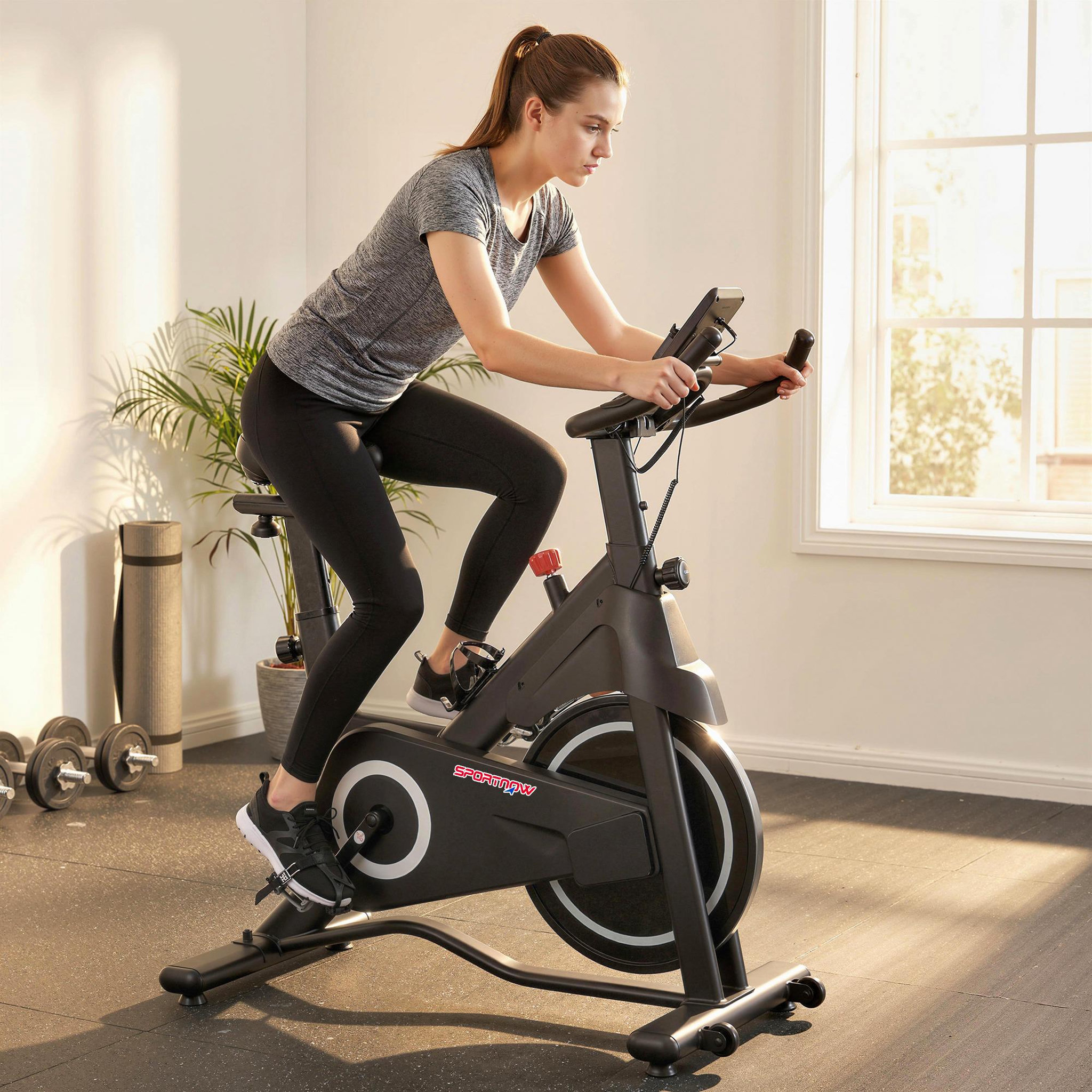 Voir la diapositive 6 : HOMCOM Vélo d'appartement biking résistance magnétique réglable écran LCD acier blanc