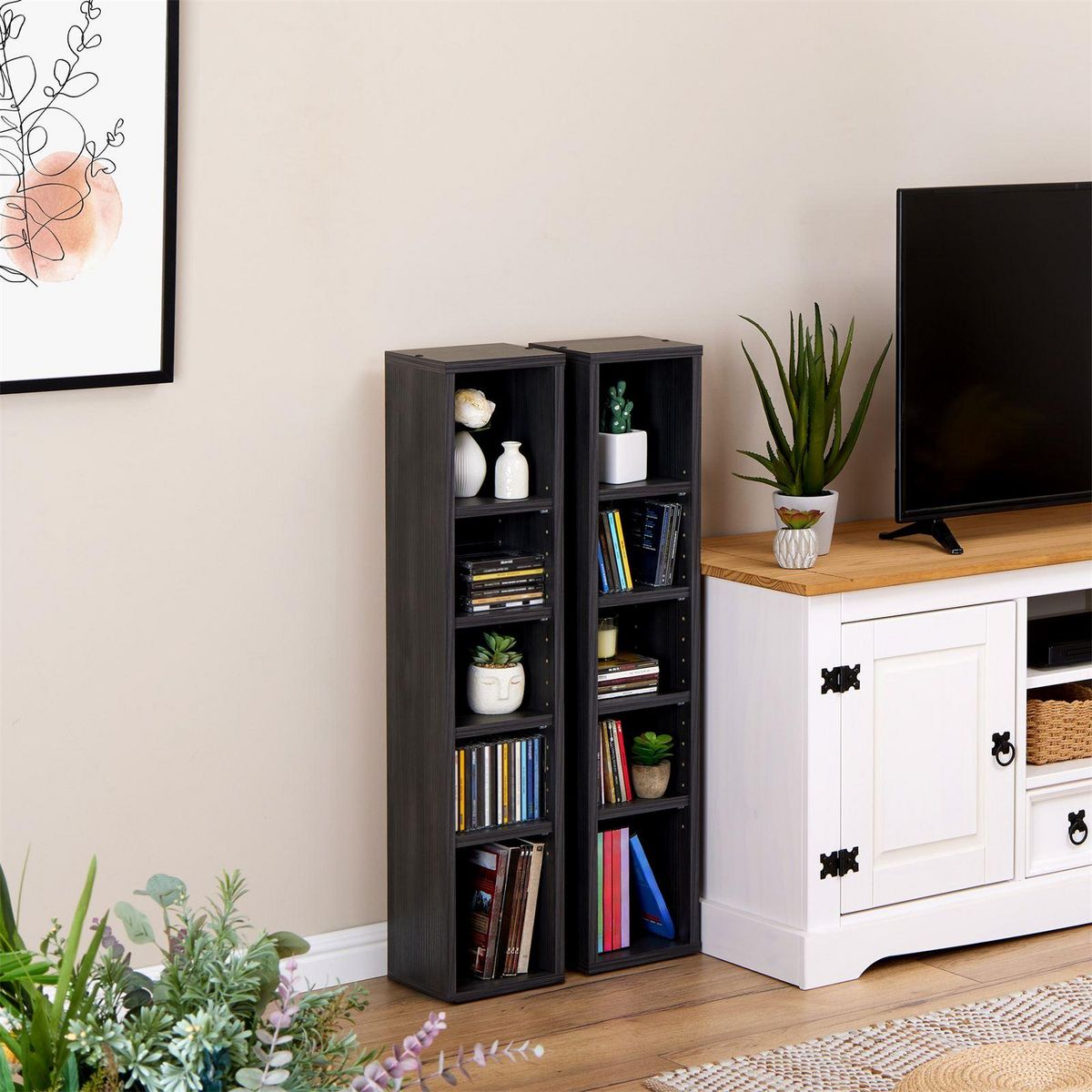 IDIMEX Etagères modulables MUSIQUE pour CD et DVD, en mélaminé