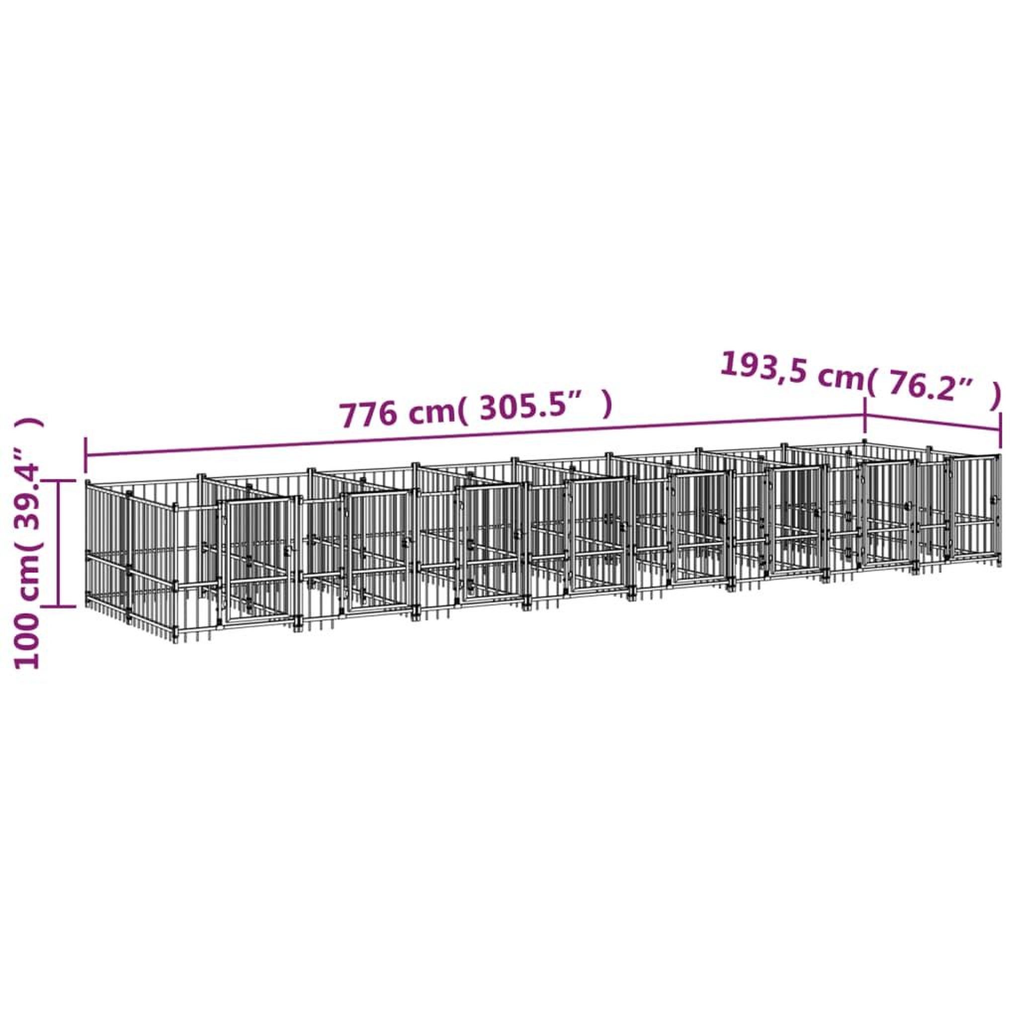 Voir la diapositive 6 : VIDAXL Chenil d'exterieur pour chiens Acier 15,02 m²