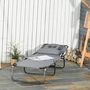 Voir la diapositive 4 : OUTSUNNY Bain de soleil pliable transat inclinable 4 positions chaise longue de lecture 3 coussins fournis gris