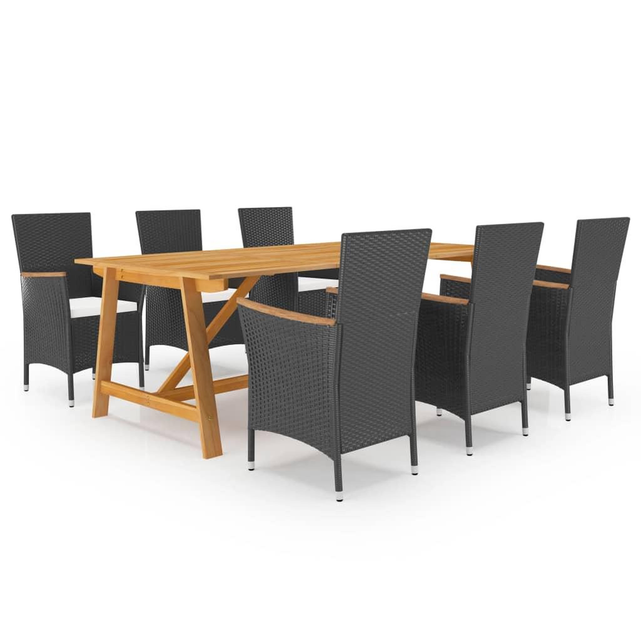 Voir la diapositive 1 : VIDAXL Ensemble a manger de jardin 7 pcs Noir