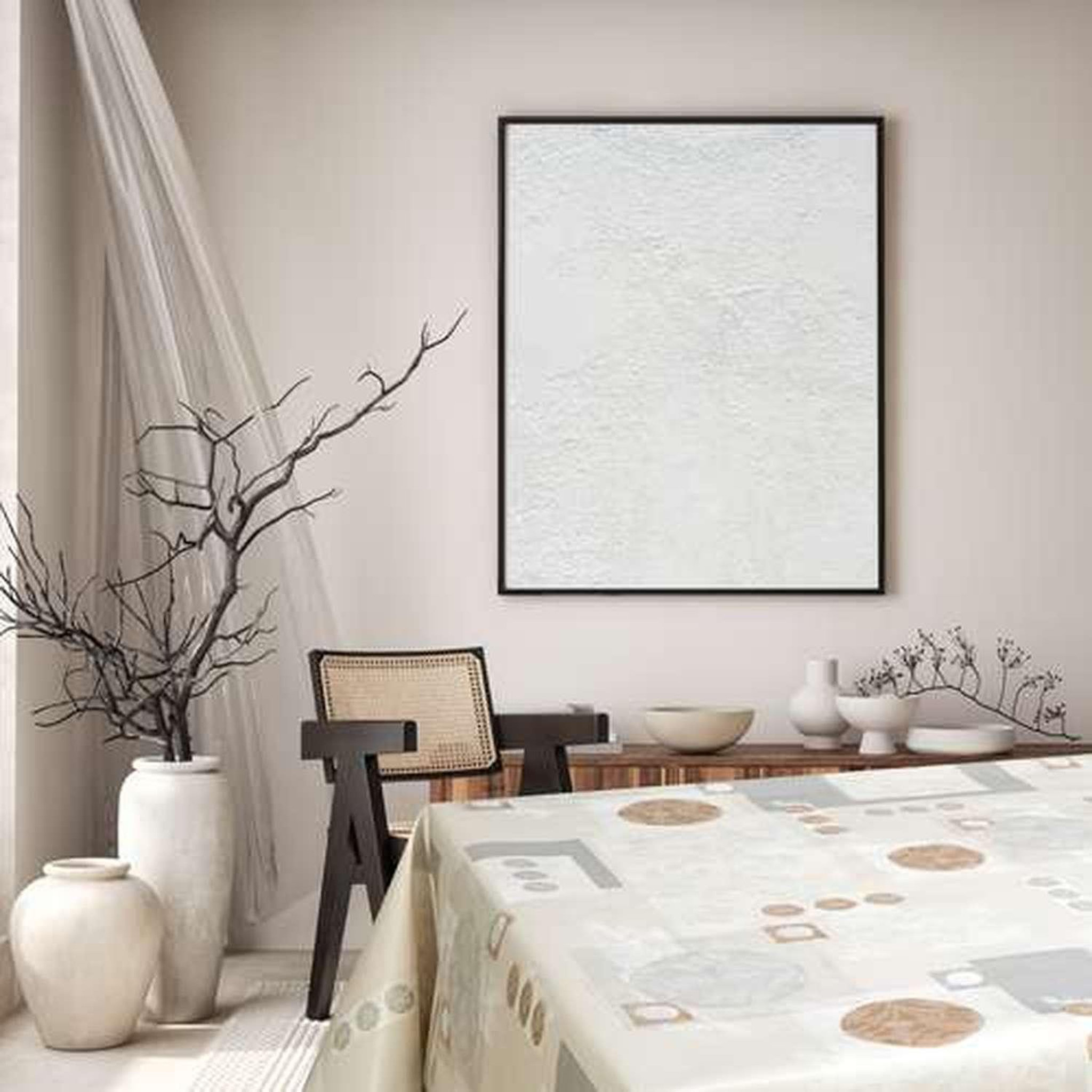 Voir la diapositive 2 : TOILINUX Nappe en toile cirée rectangulaire alma - 140 x 250 cm - ecru