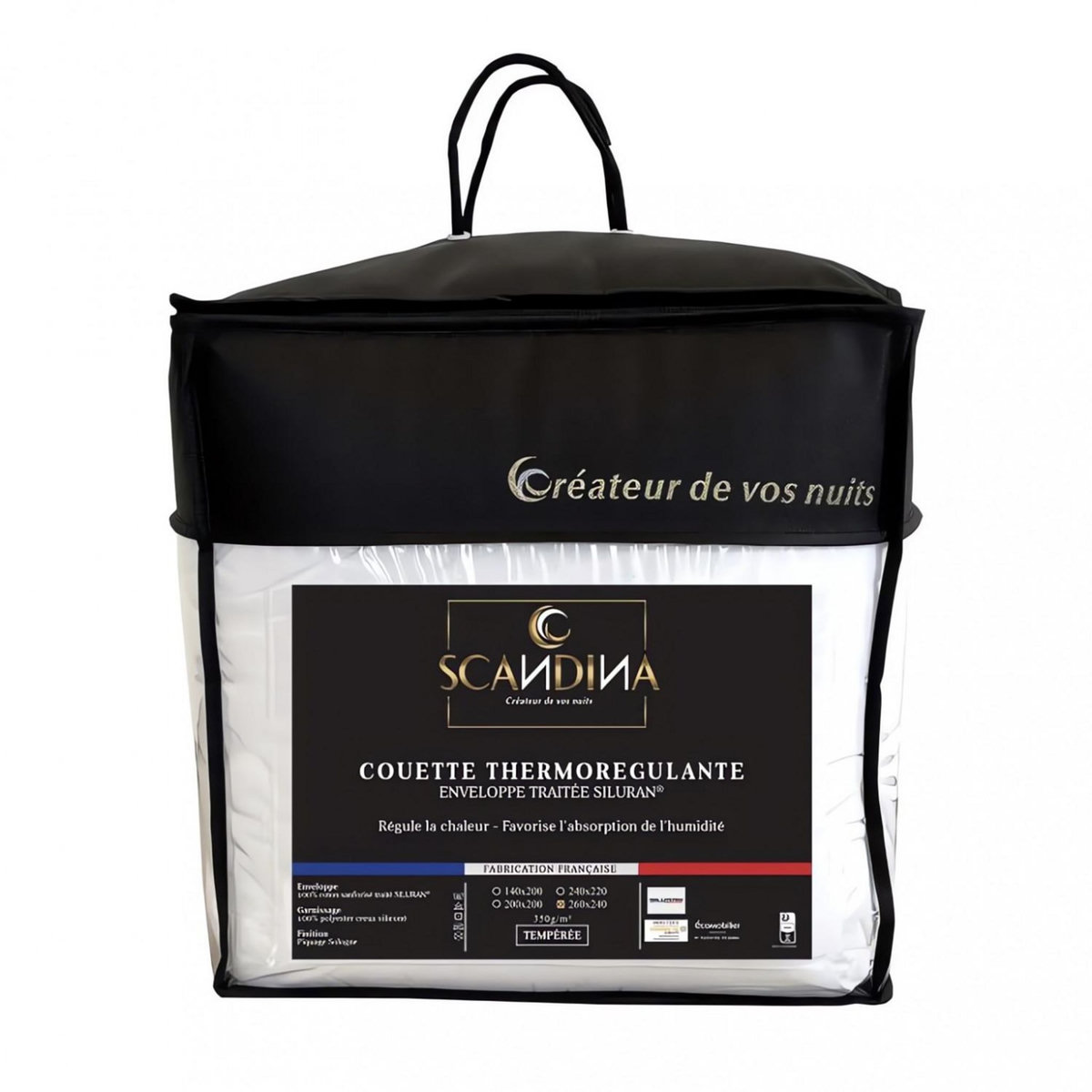 SOLEIL D'OCRE Couette blanche en coton THERMOREGULANTE, par Soleil d'ocre. Fabrication française.