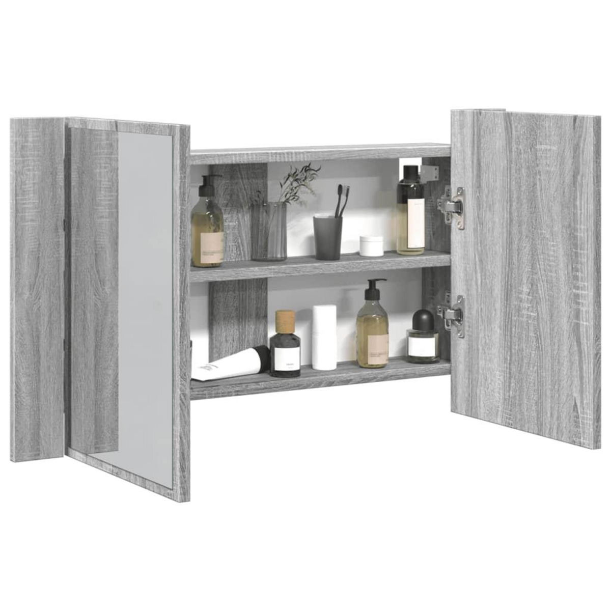 VIDAXL Armoire de salle de bain a miroir LED sonoma gris 80x12x45 cm