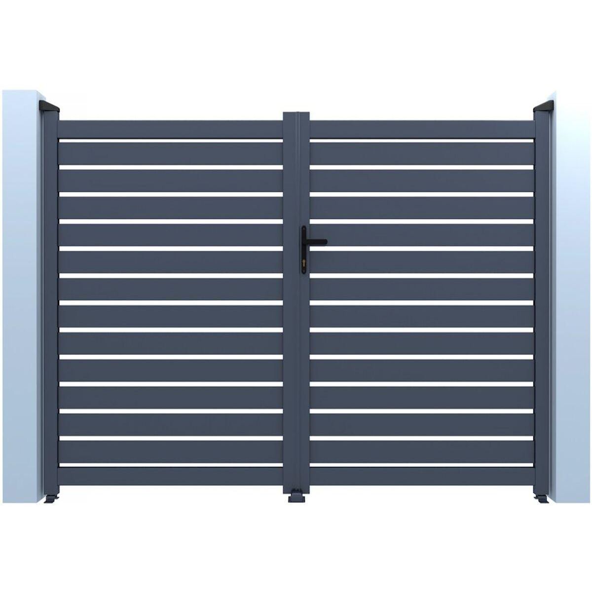 Habitat et Jardin Portail aluminium semi ajouré  Julien  - 300 x 120 cm - Gris