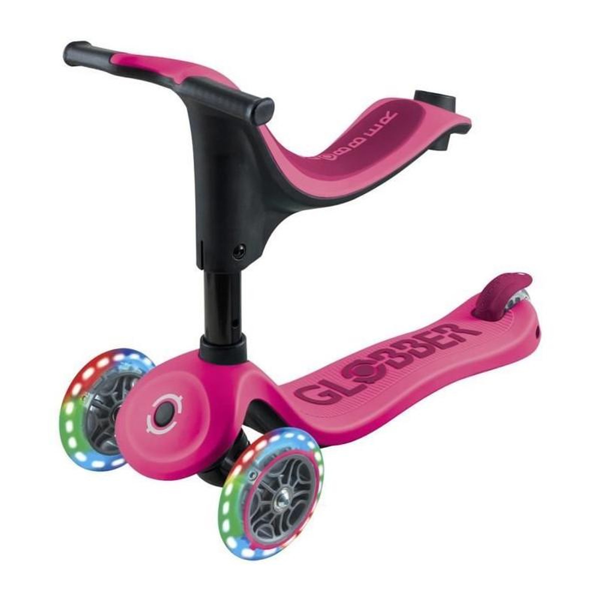 Voir la diapositive 4 : Globber Trottinette 3 roues évolutive - GLOBBER - SPORTY LIGHTS - Rose - Lumineuses - Porteur, draisienne, trottinette - Siege - des 15