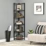 Voir la diapositive 2 : HOMCOM Étagère bibliothèque d'angle style industriel 6 étagères dim. 34L x 34l x 166H cm métal noir MDF aspect bois