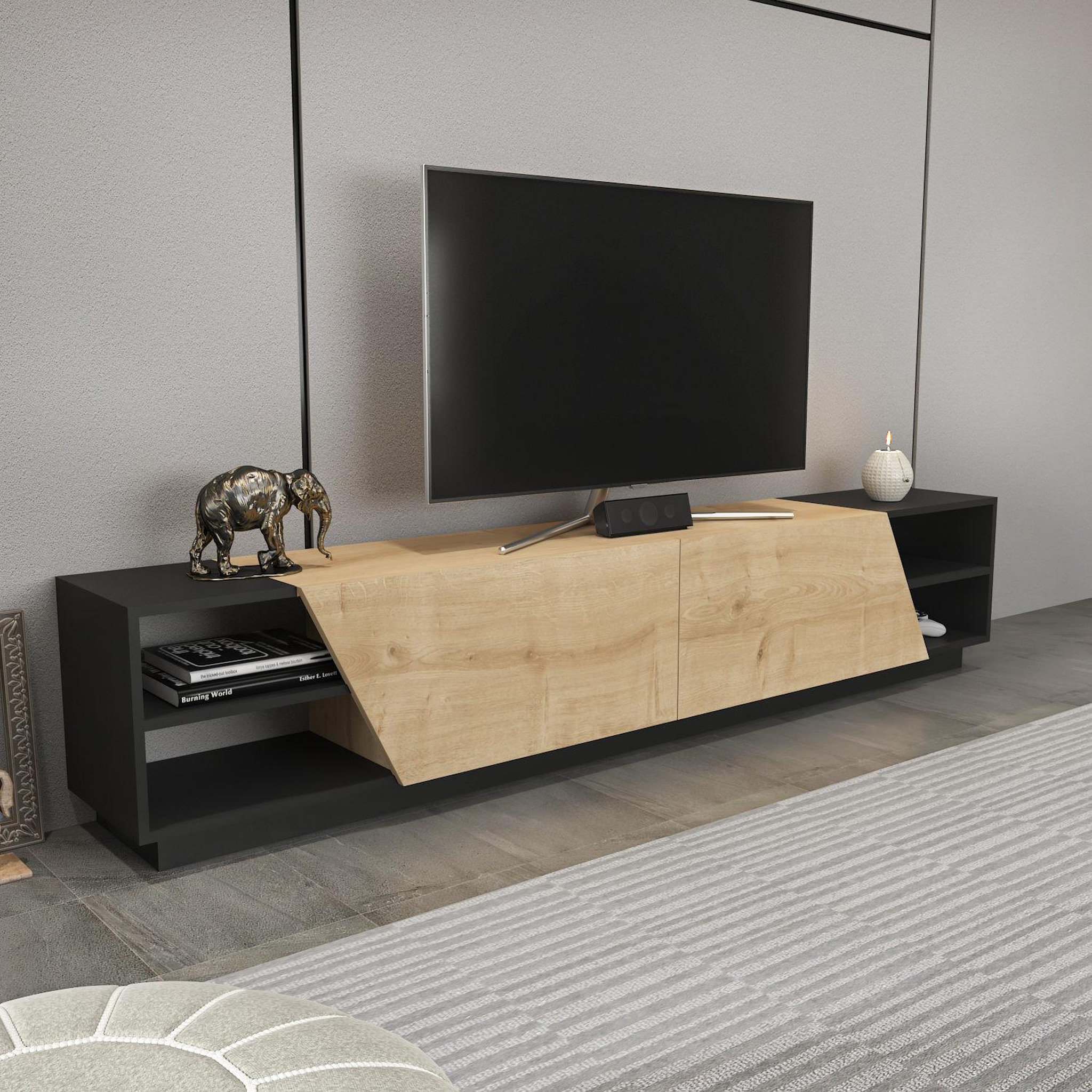 Voir la diapositive 4 : Habitat et Jardin Meuble tv en bois  rhodes  - 240 x 37 x 47 cm - beige