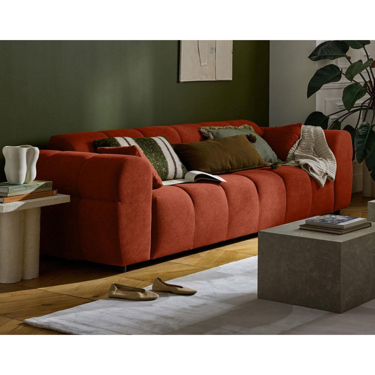 LISA DESIGN Ray - canapé droit 3 places en tissu texturé