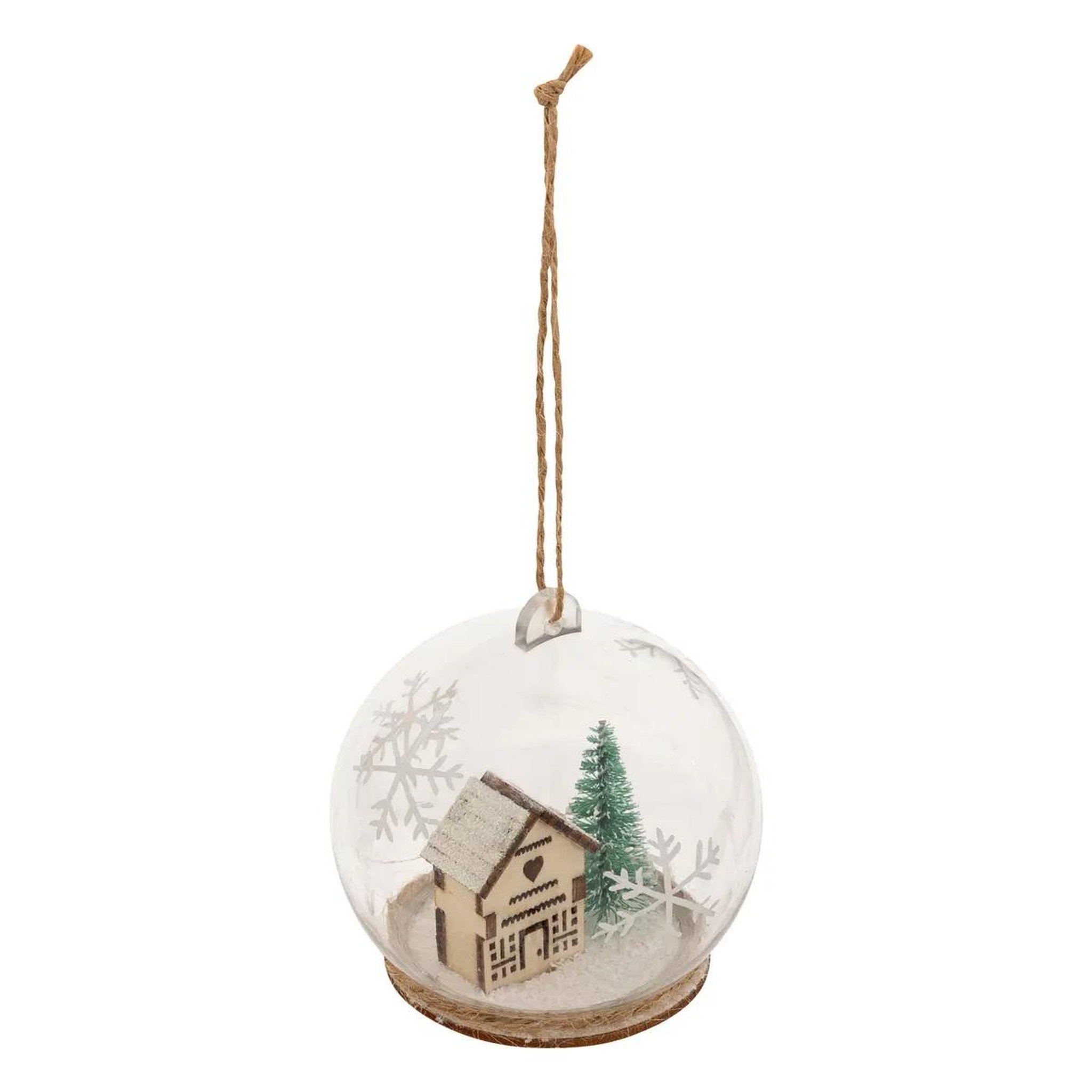 Eden Boule de noel transparente petite maison enneigee