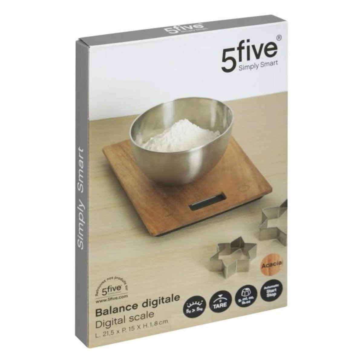 FIVE Balance de Cuisine Digitale  Acacia  21cm Naturel