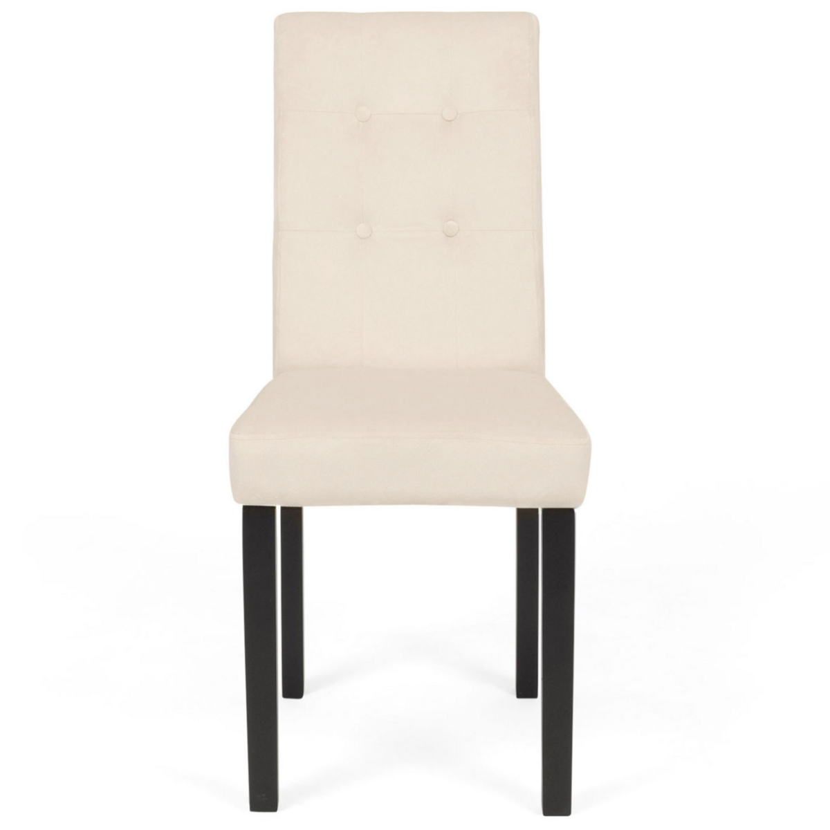 ID MARKET Lot de 4 chaises POLGA capitonnées en velours beige pieds noirs