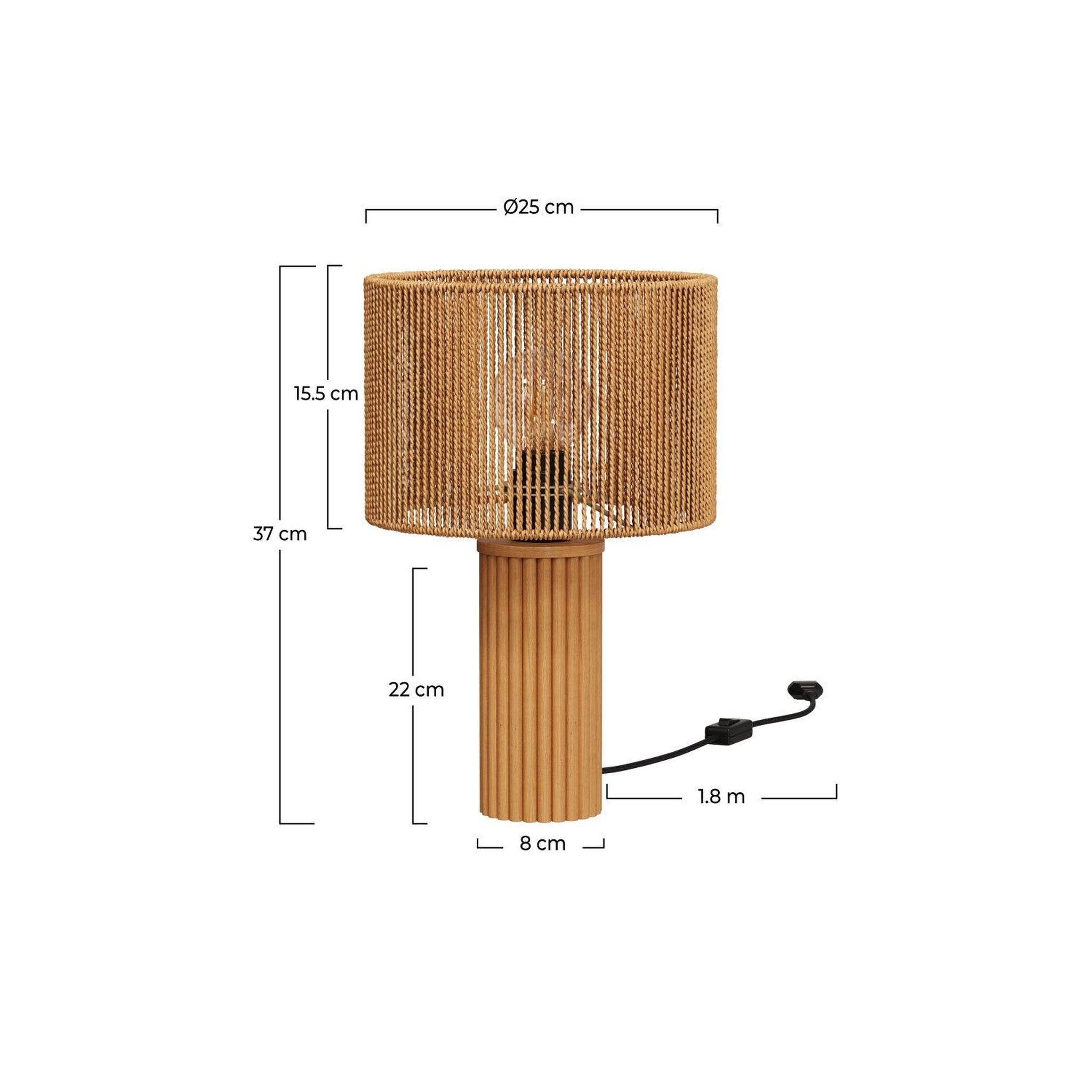 Voir la diapositive 4 : MAISON PAVANE Lampe en papier de corde et socle en rondin de bois-mira
