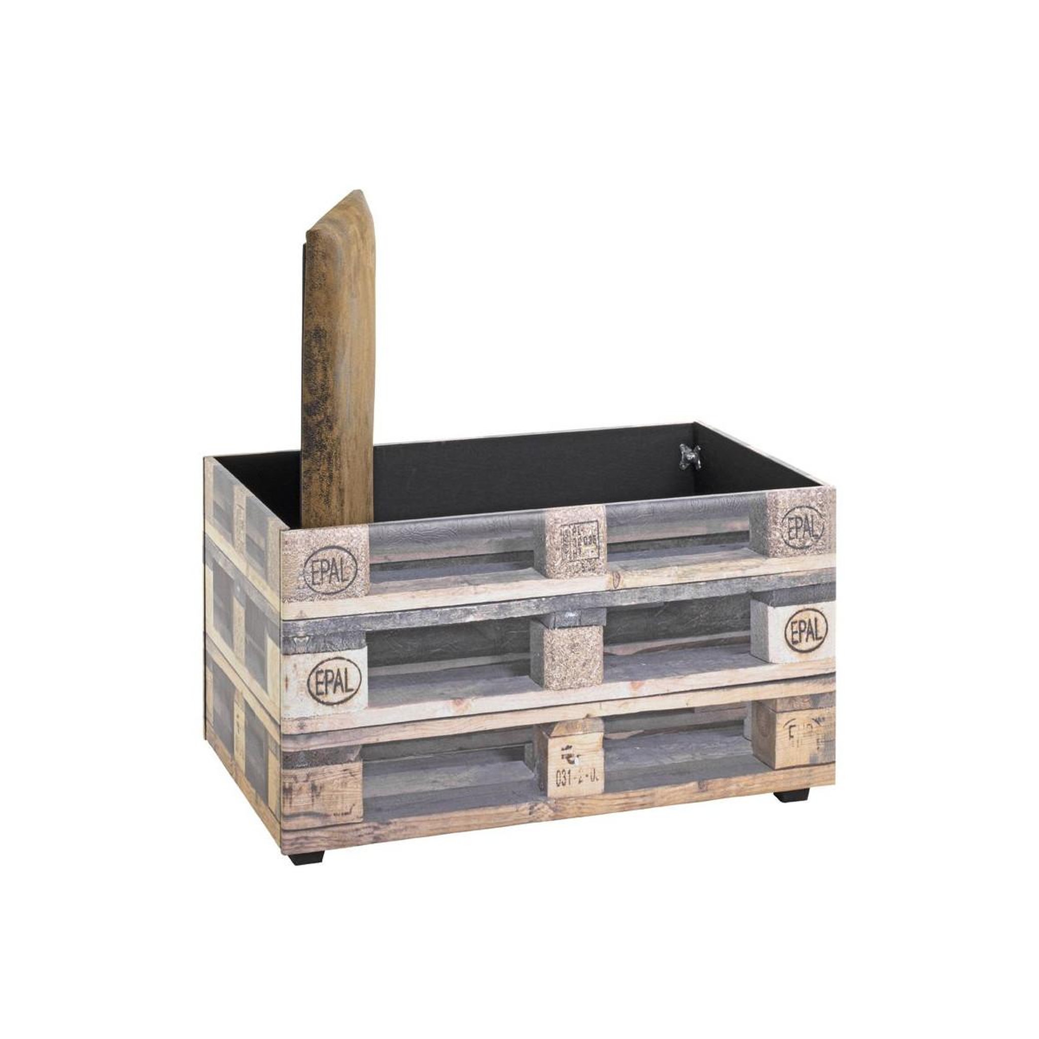 Voir la diapositive 4 : Paris Prix Coffre de Rangement Vintage  Palette  65cm Marron