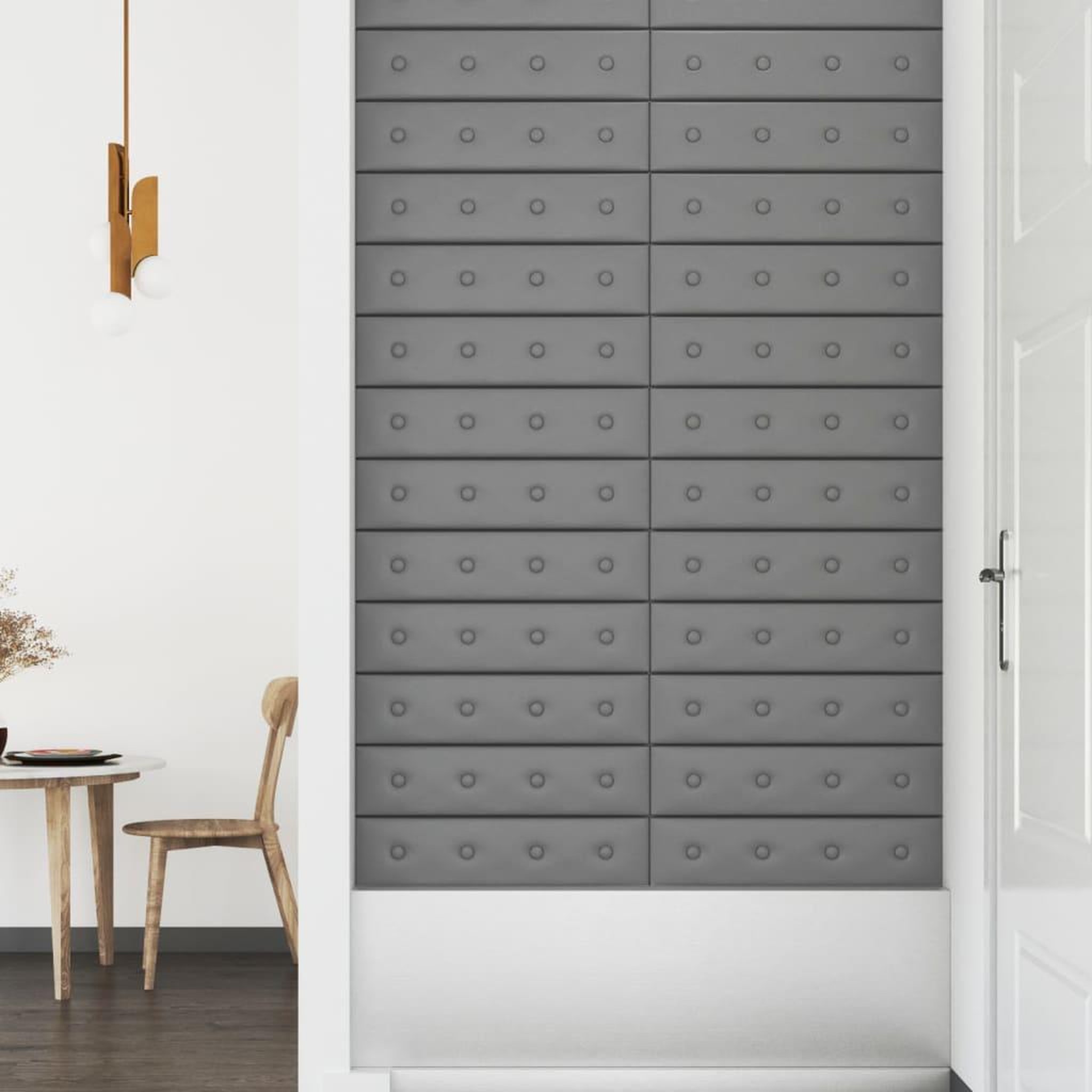 Voir la diapositive 4 : VIDAXL Panneaux muraux 12 pcs Gris 60x15 cm Similicuir 1,08 m^2