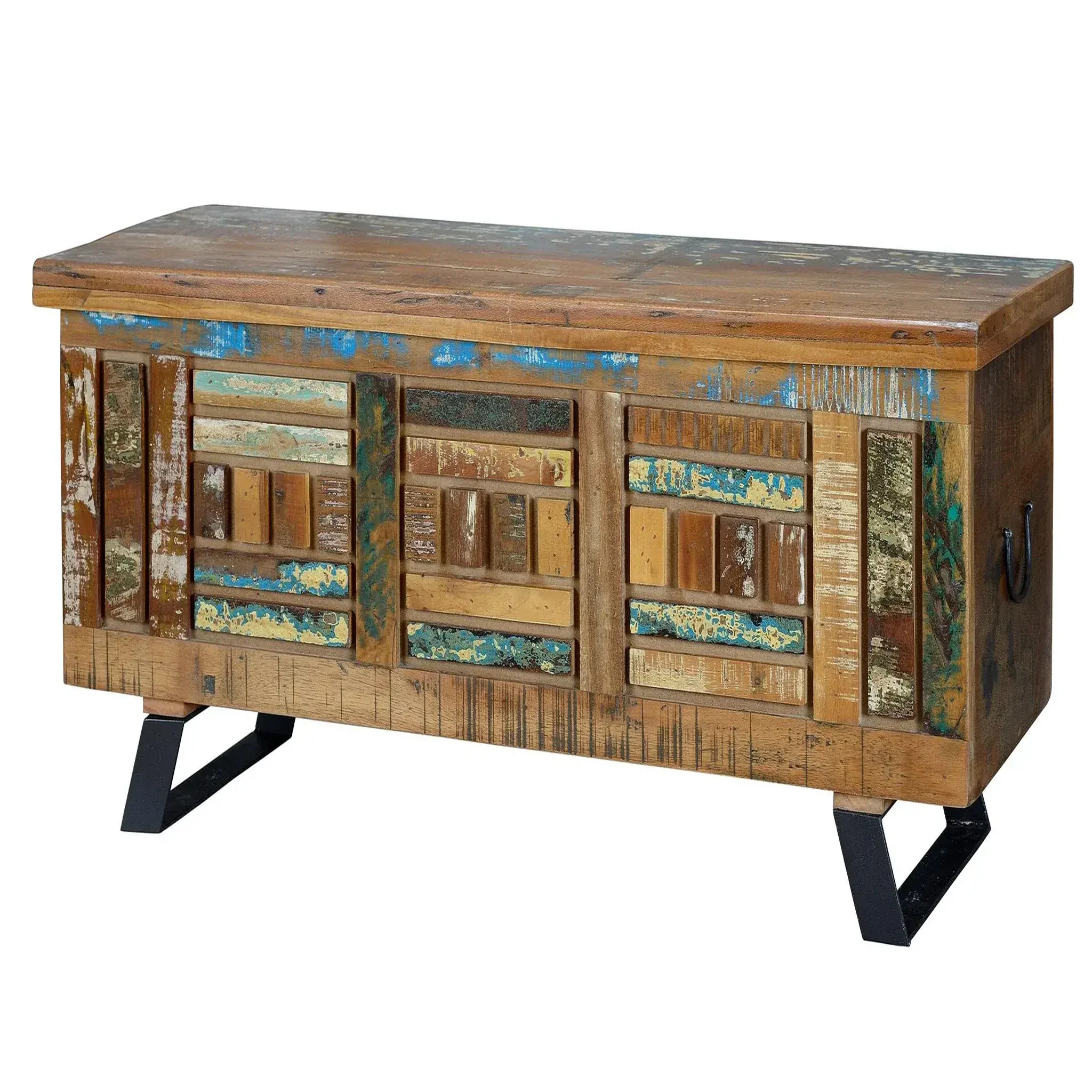 Voir la diapositive 2 : GINER Y COLOMER SL Coffre en bois recyclé 116 cm style vintage industriel