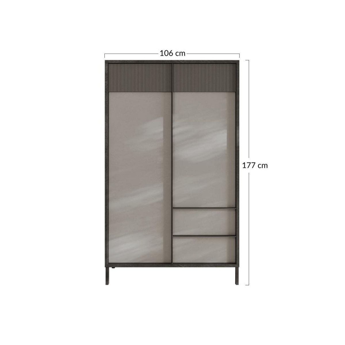 BEST MOBILIER Jules - buffet haut - 2 portes et 2 étagères - 106x177 cm