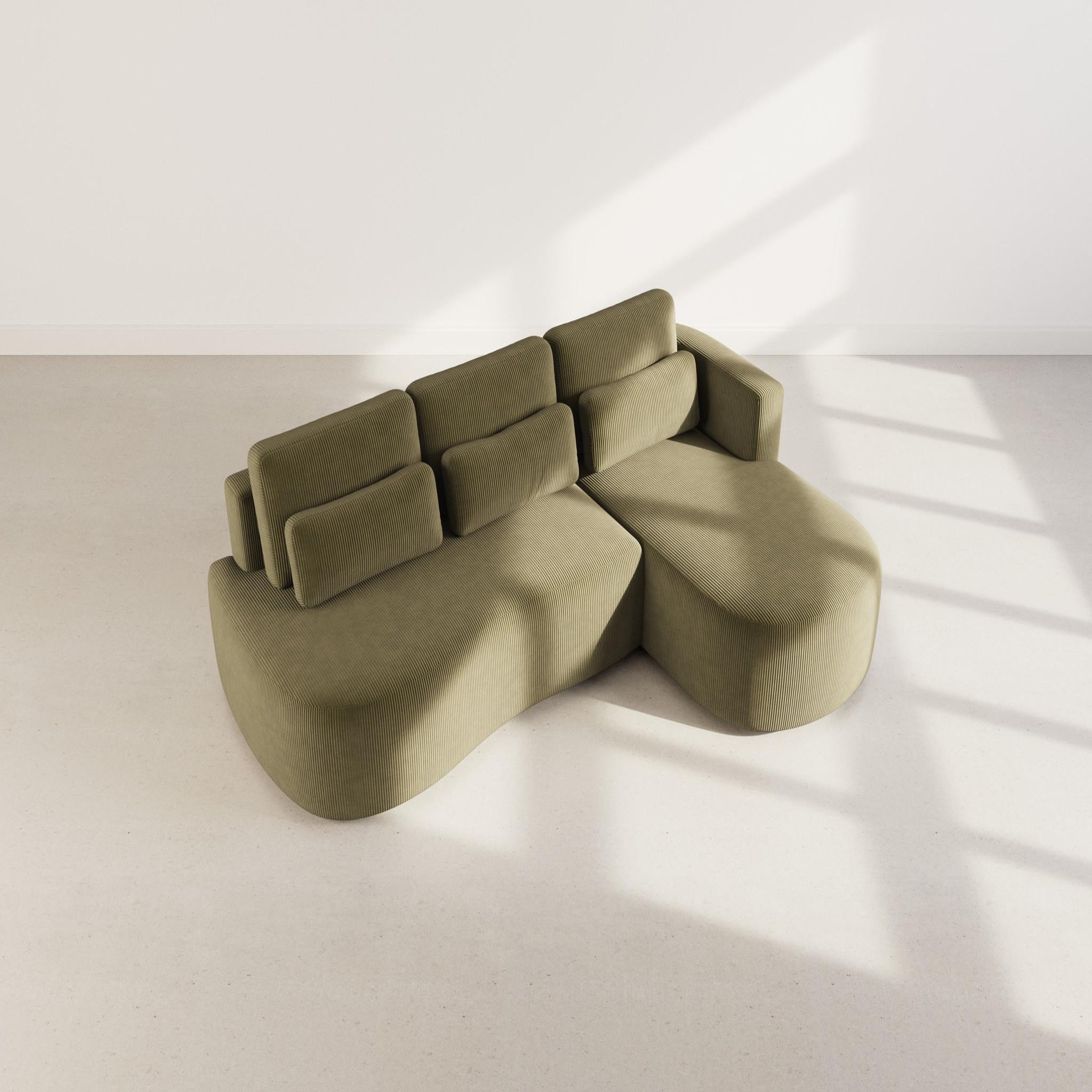Voir la diapositive 6 : BEST MOBILIER Mahina - canapé d'angle droit 4 places convertible avec coffre en velours côtelé