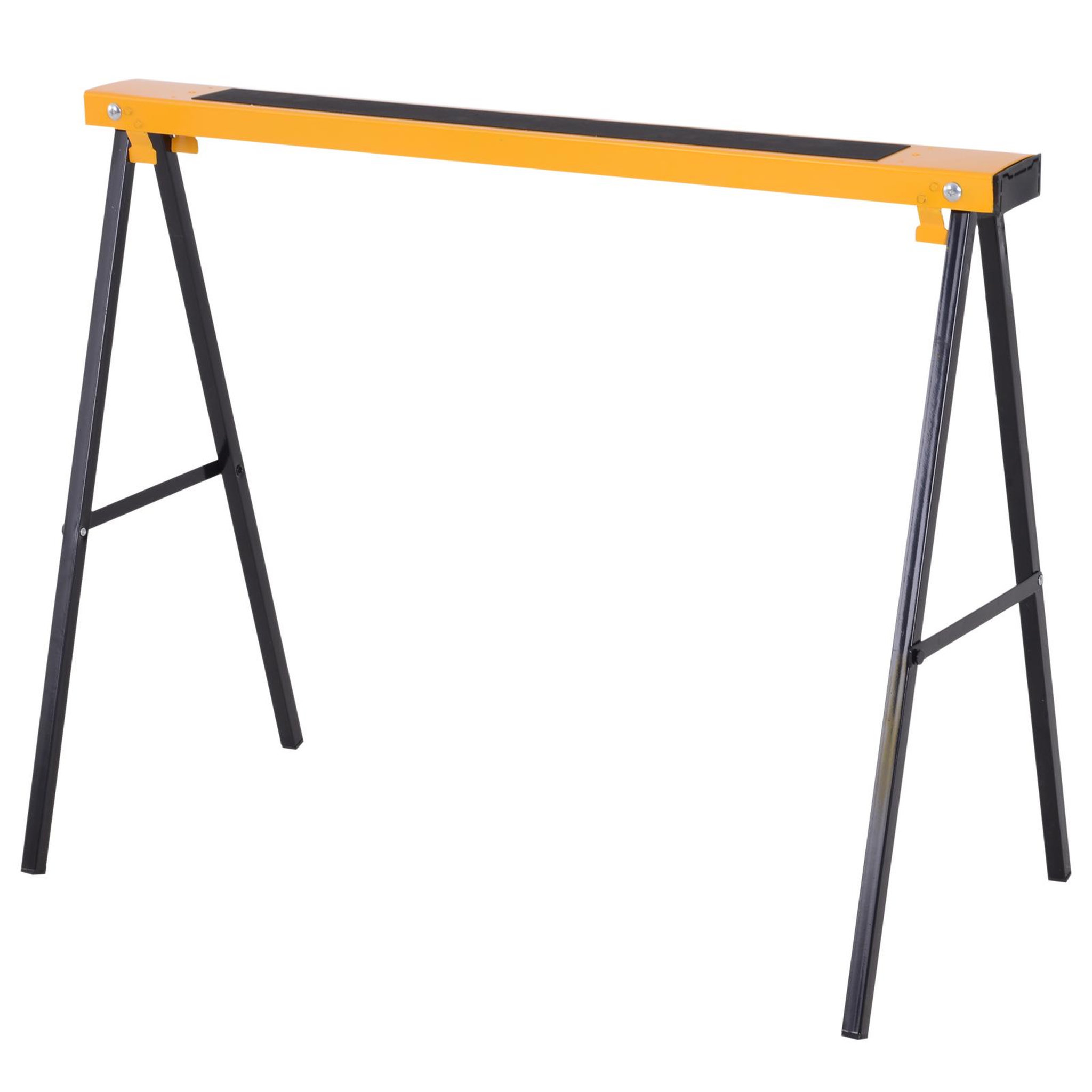 Voir la diapositive 6 : HOMCOM HOMCOM Lot de 2 tréteaux pliables compactes poignée transport dim. 100L x 50l x 76H cm surface antidérapante métal noir jaune