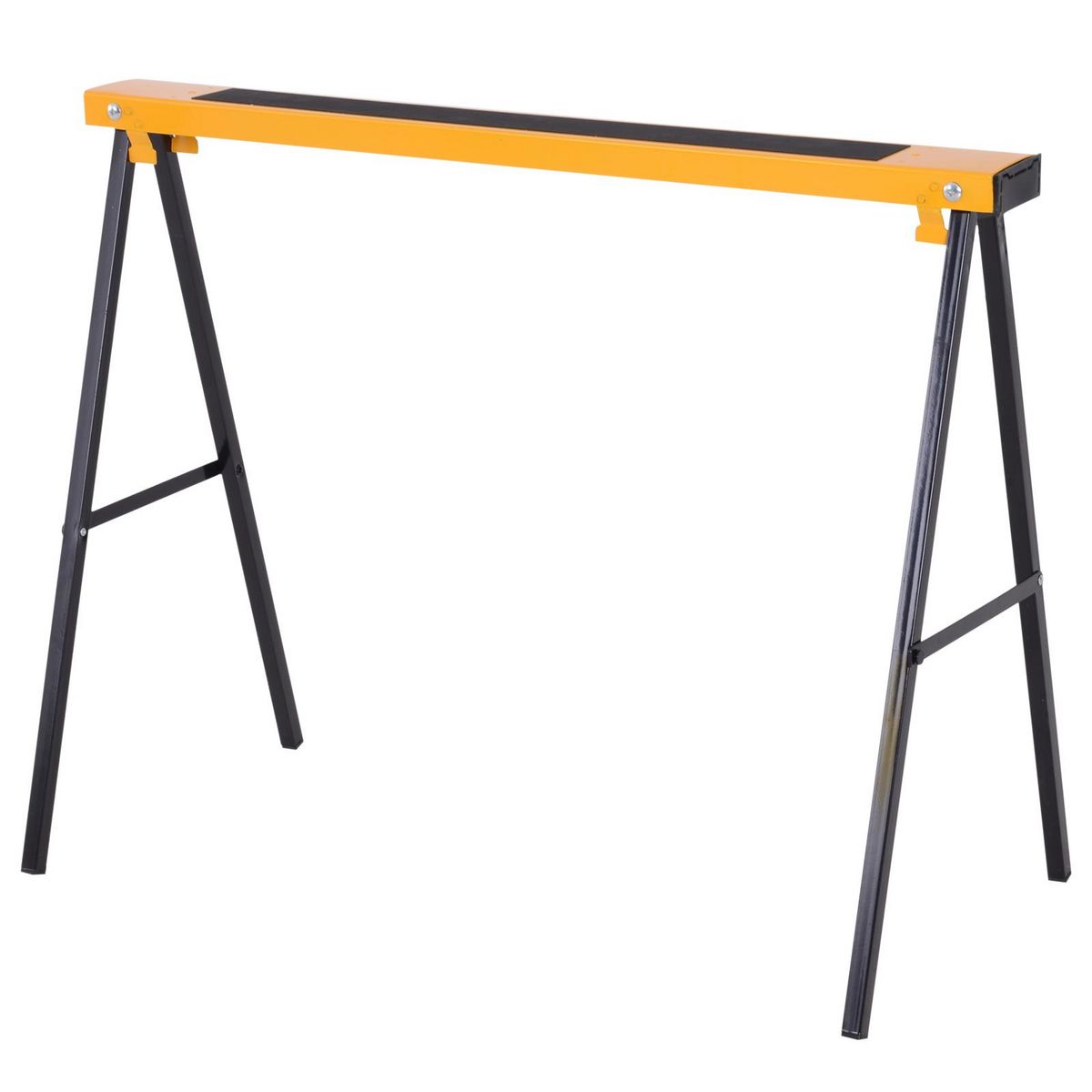 HOMCOM HOMCOM Lot de 2 tréteaux pliables compactes poignée transport dim. 100L x 50l x 76H cm surface antidérapante métal noir jaune