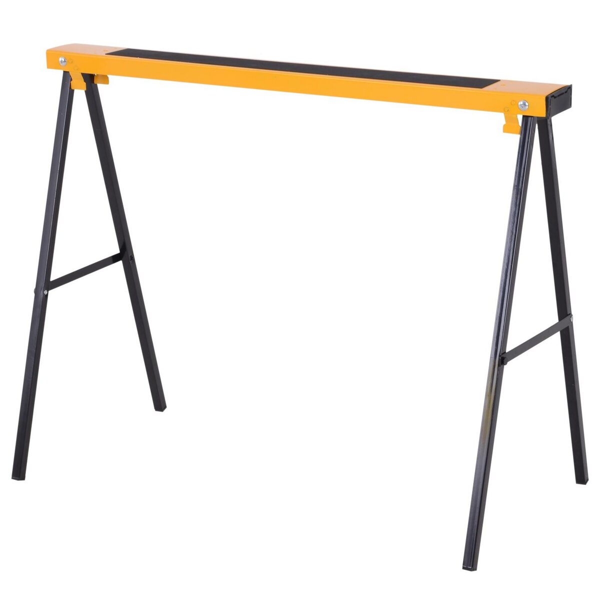 HOMCOM HOMCOM Lot de 2 tréteaux pliables compactes poignée transport dim. 100L x 50l x 76H cm surface antidérapante métal noir jaune