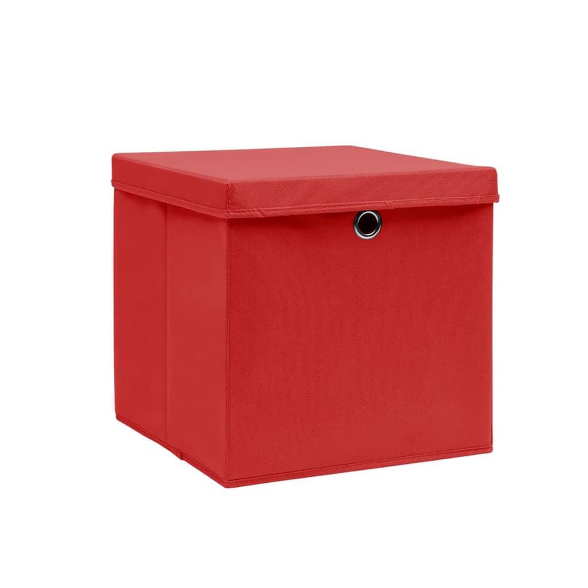 Voir la diapositive 2 : VIDAXL Boîtes de rangement avec couvercles 10 pcs 28x28x28 cm Rouge
