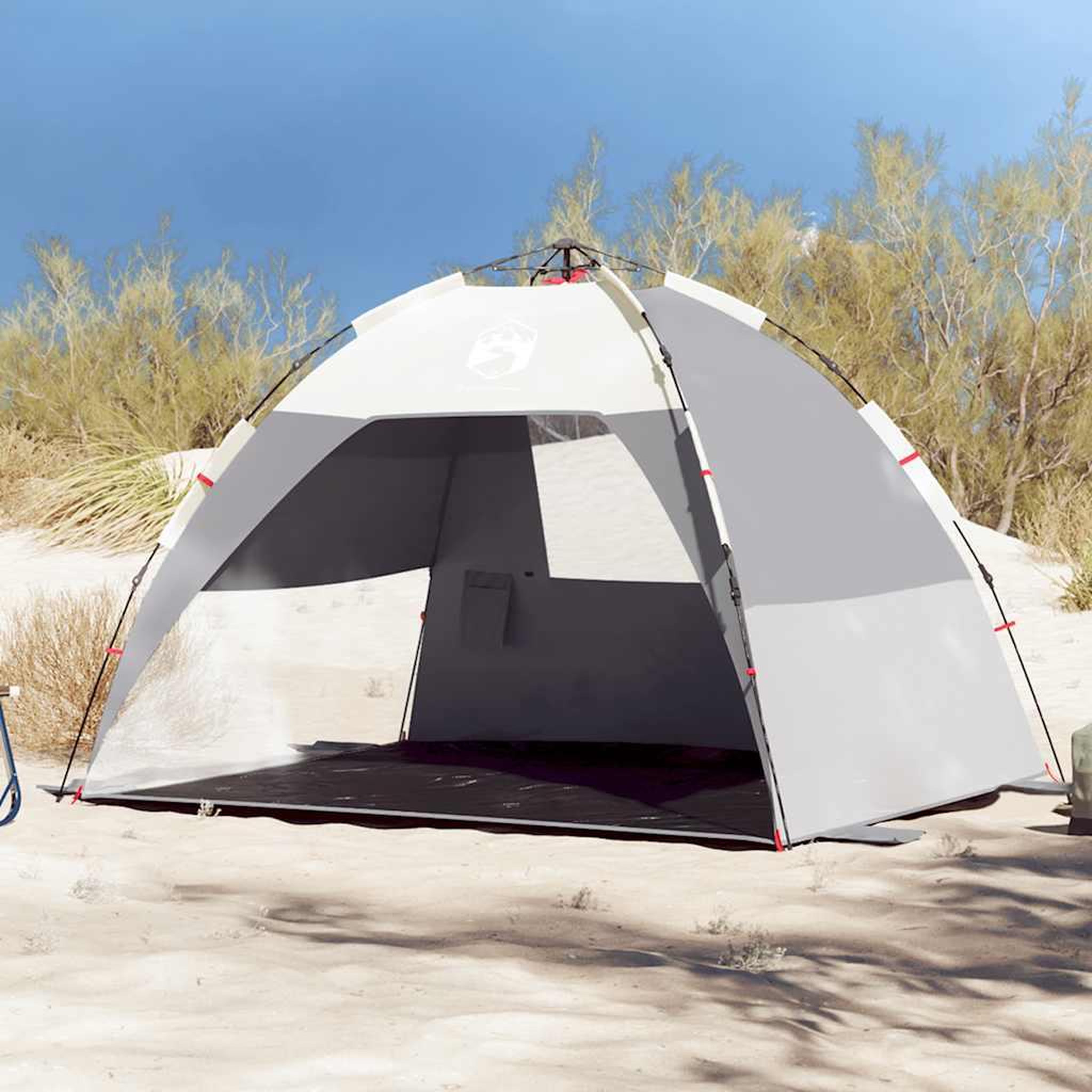VIDAXL Tente de plage 2 personnes gris liberation rapide impermeable