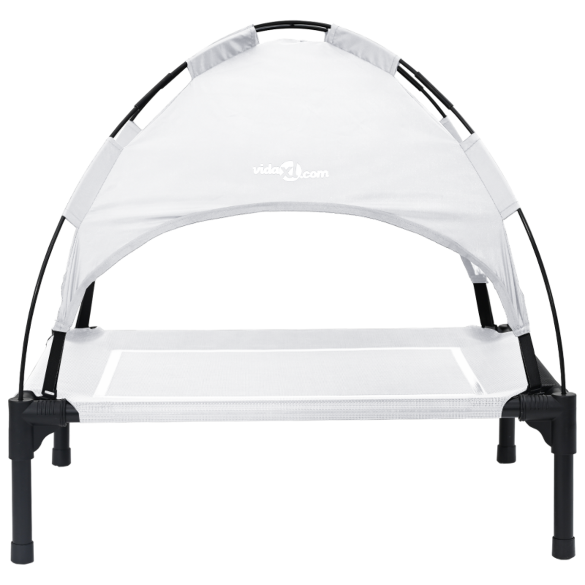 VIDAXL Lit chien surélevé avec toit amovible gris argenté M acier