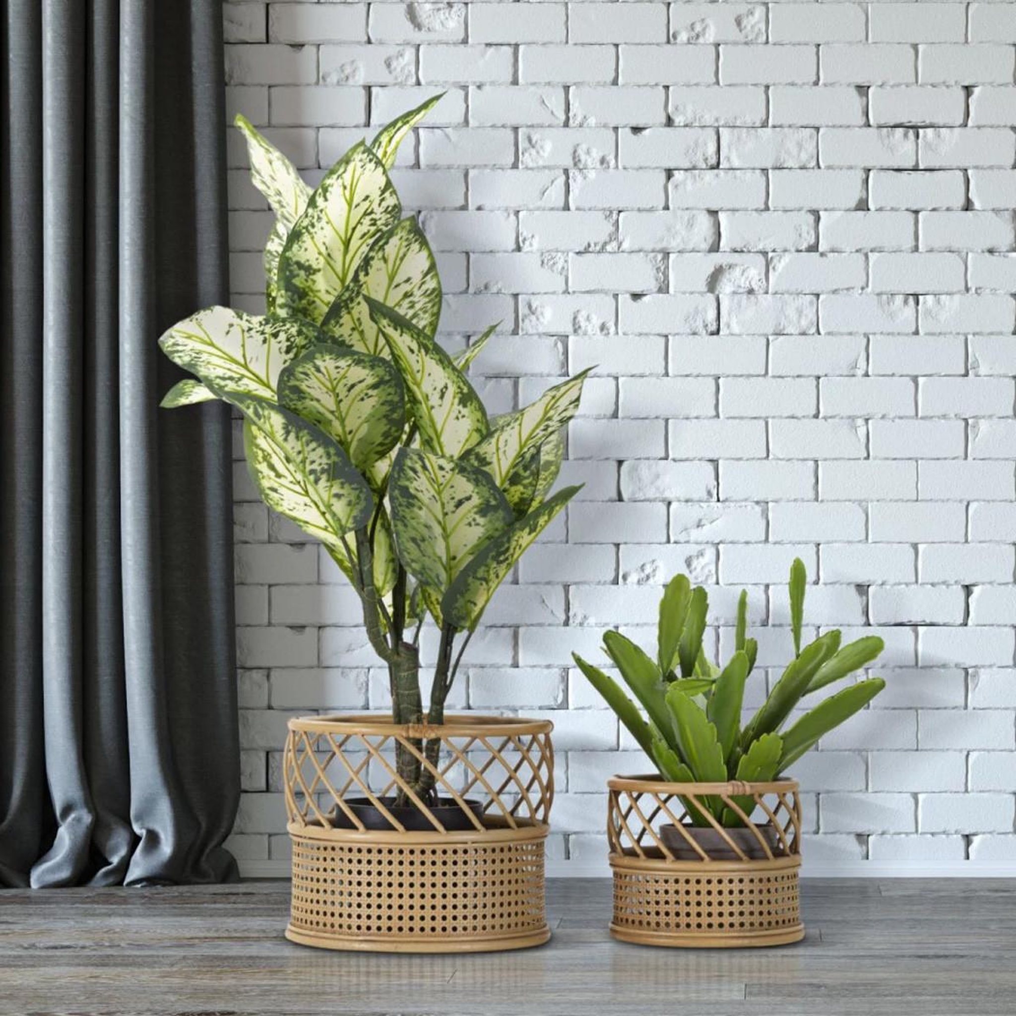 Voir la diapositive 6 : Paris Prix Lot de 2 cache-pots en rotin  panama  30cm naturel