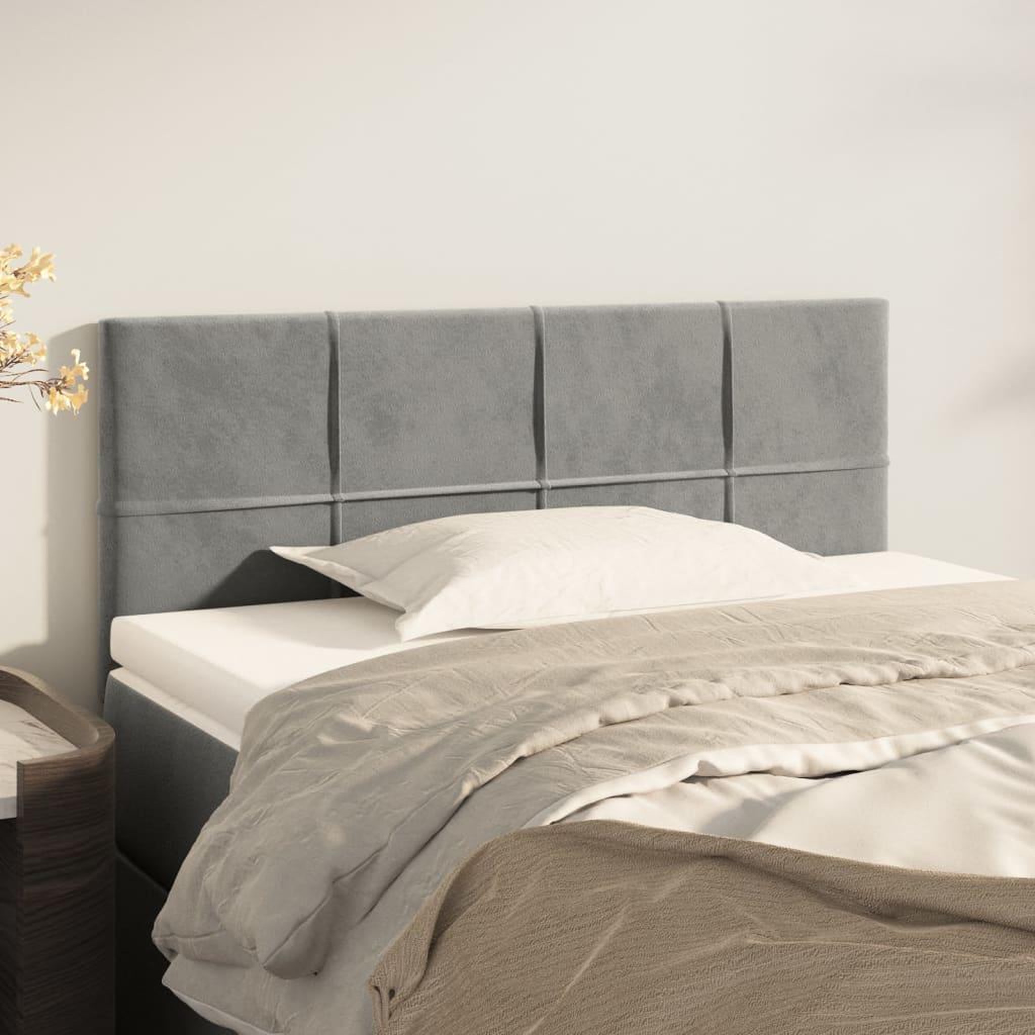 Voir la diapositive 1 : VIDAXL Tete de lit Gris clair 100x5x78/88 cm Velours