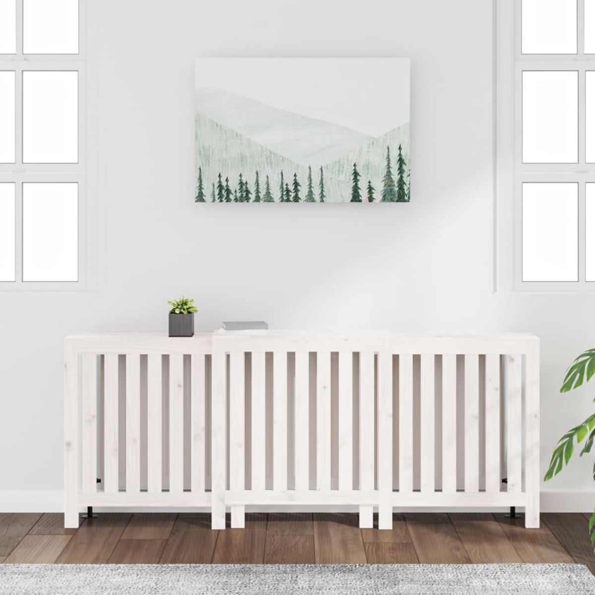 VIDAXL Cache-radiateur Blanc 210x21x85 cm Bois massif de pin