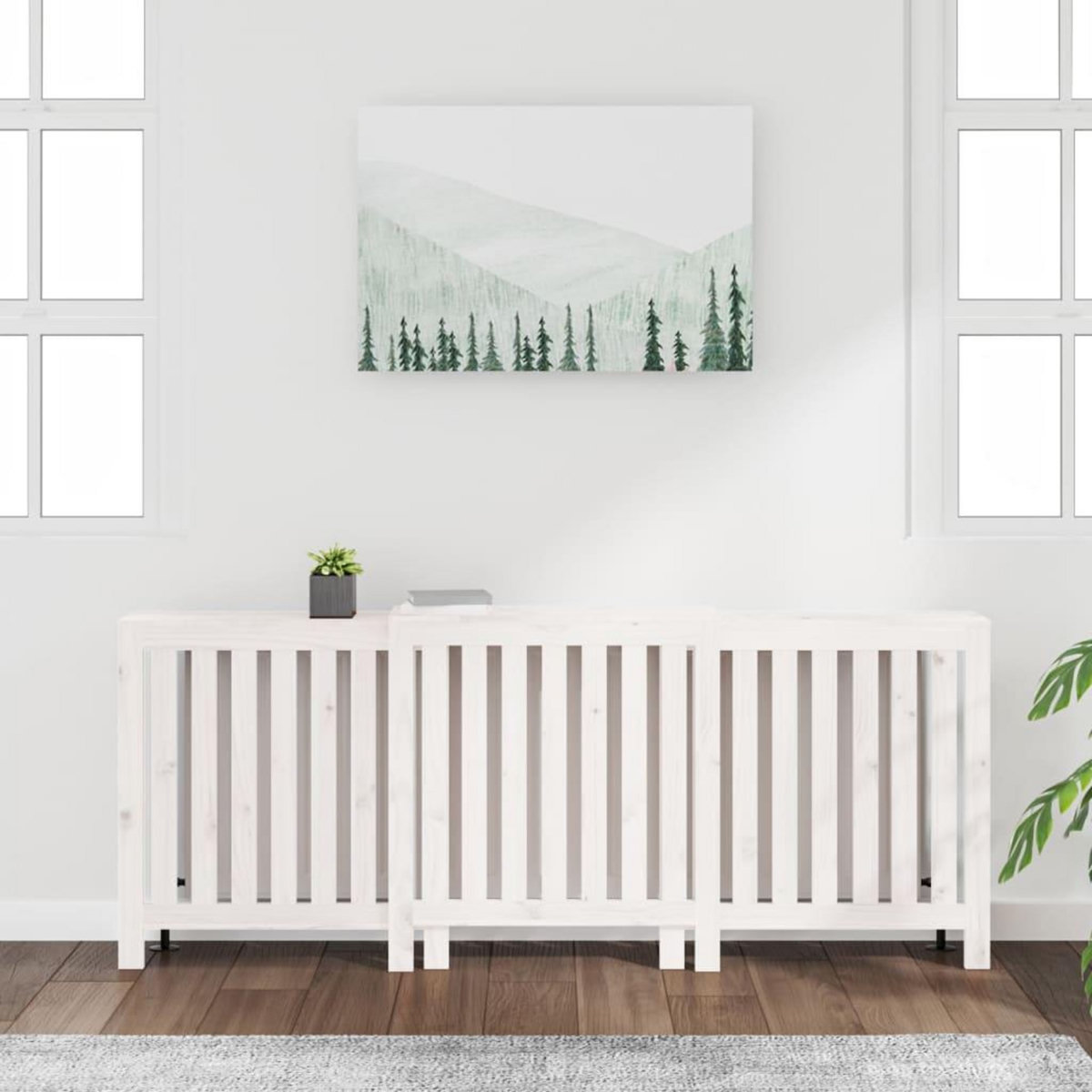VIDAXL Cache-radiateur Blanc 210x21x85 cm Bois massif de pin