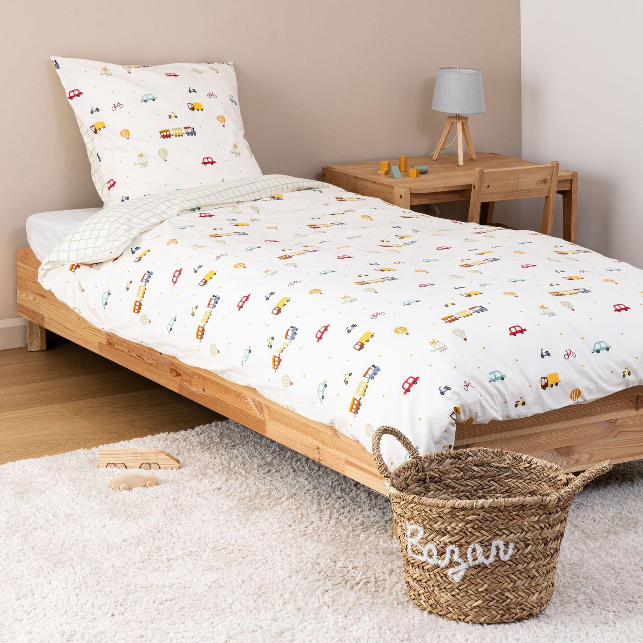 Voir la diapositive 2 : ATMOSPHERA Parure de lit enfant réversible voitures - 100% coton 57 fils/cm² - 140 x 200 cm